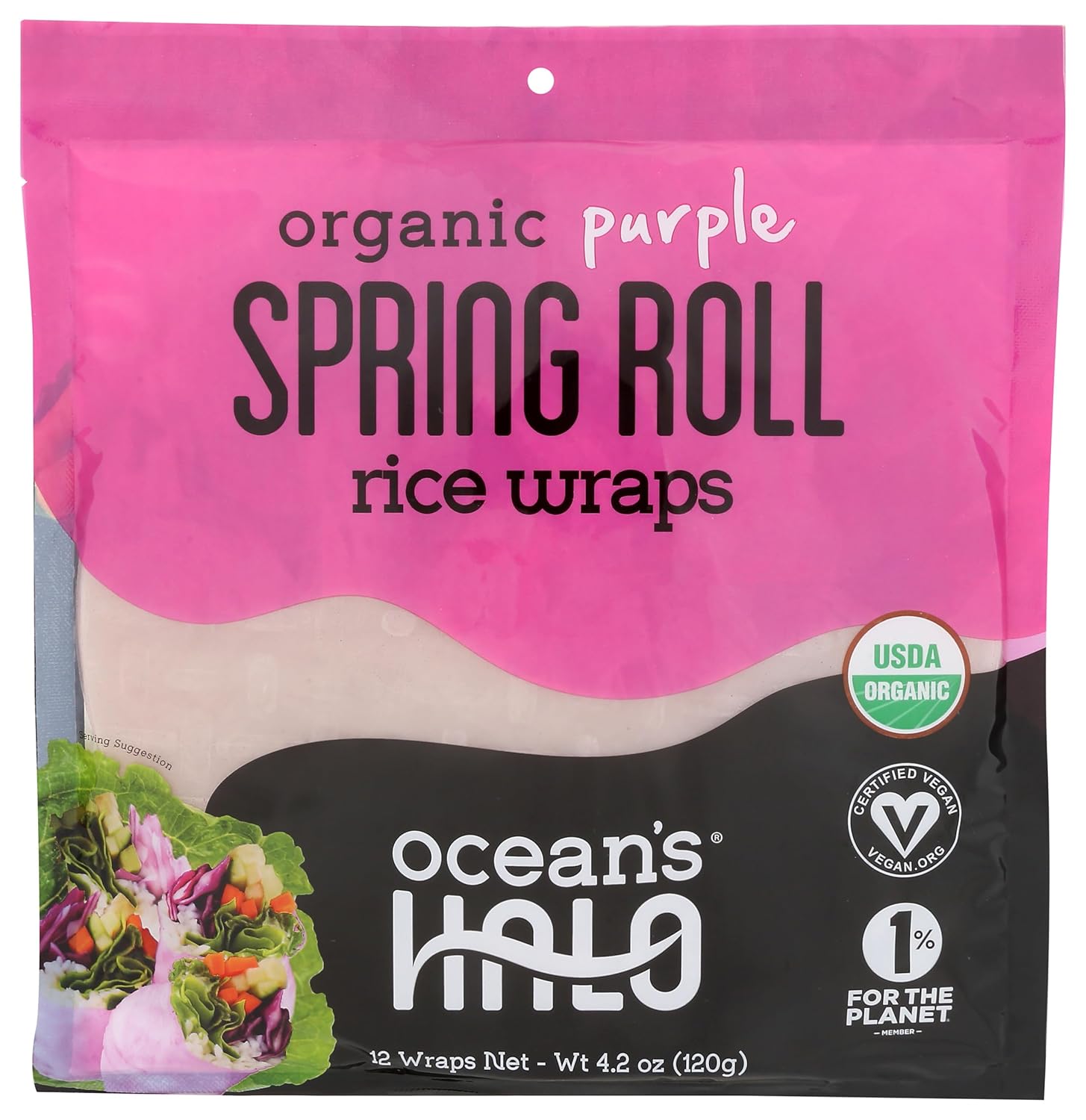 OCEANS HALO – Rollo de primavera orgánico de arroz morado, 4.2 onzas