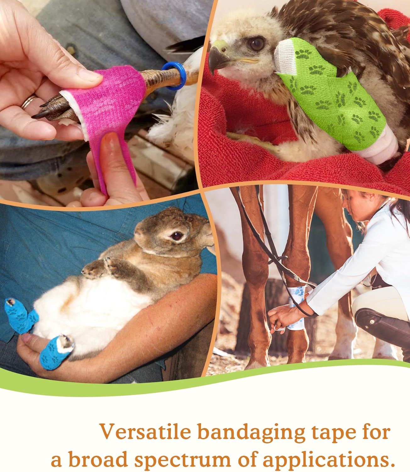 FriPuP Envoltura de vendaje autoadhesiva, envoltura médica de emergencia veterinaria para cuidado de heridas, ayuda de primera, envoltura de gausa