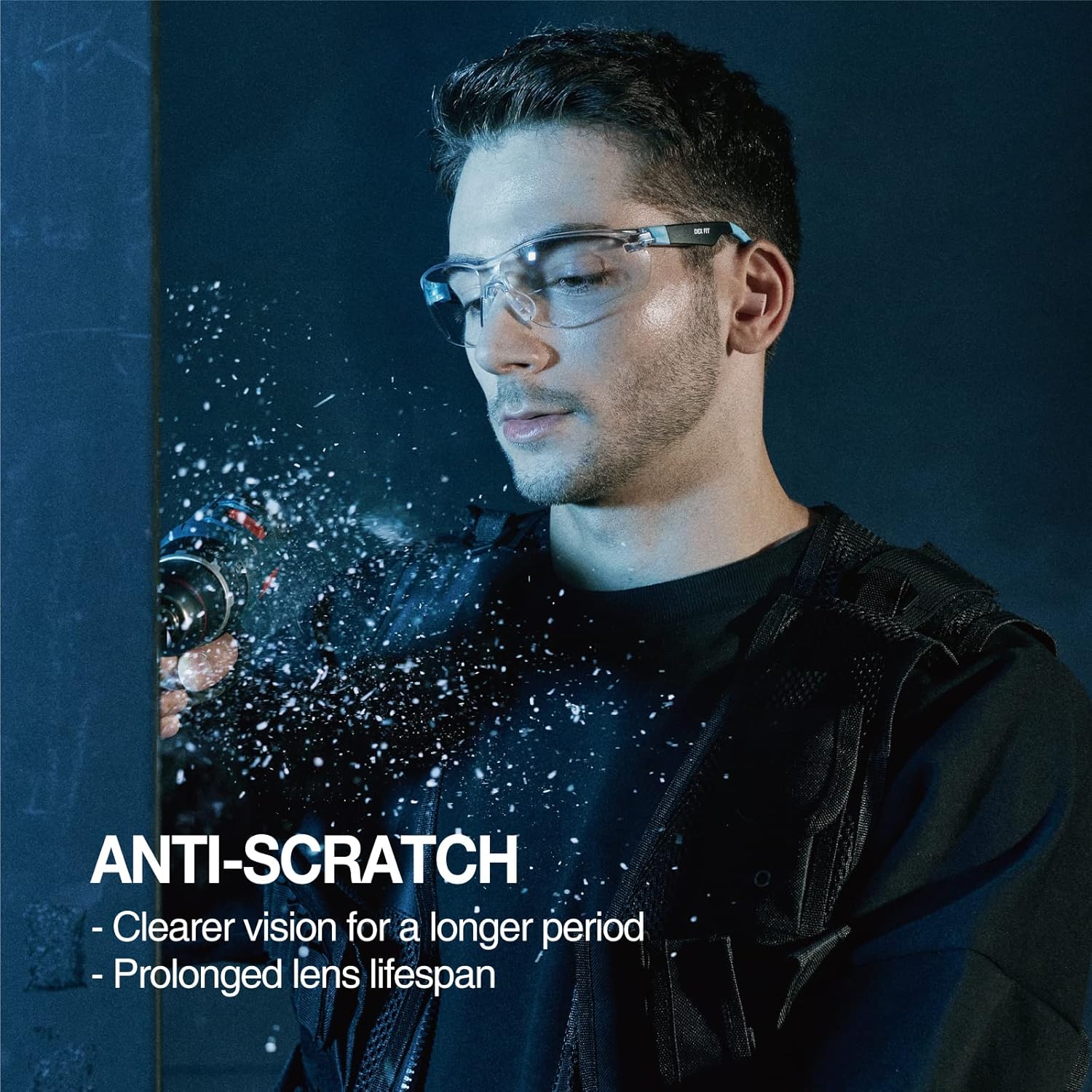 DEX FIT Gafas de seguridad SG210, Z87, protección ocular, antivaho y resistentes a los arañazos, ajustables para mujeres y hombres, protección UV