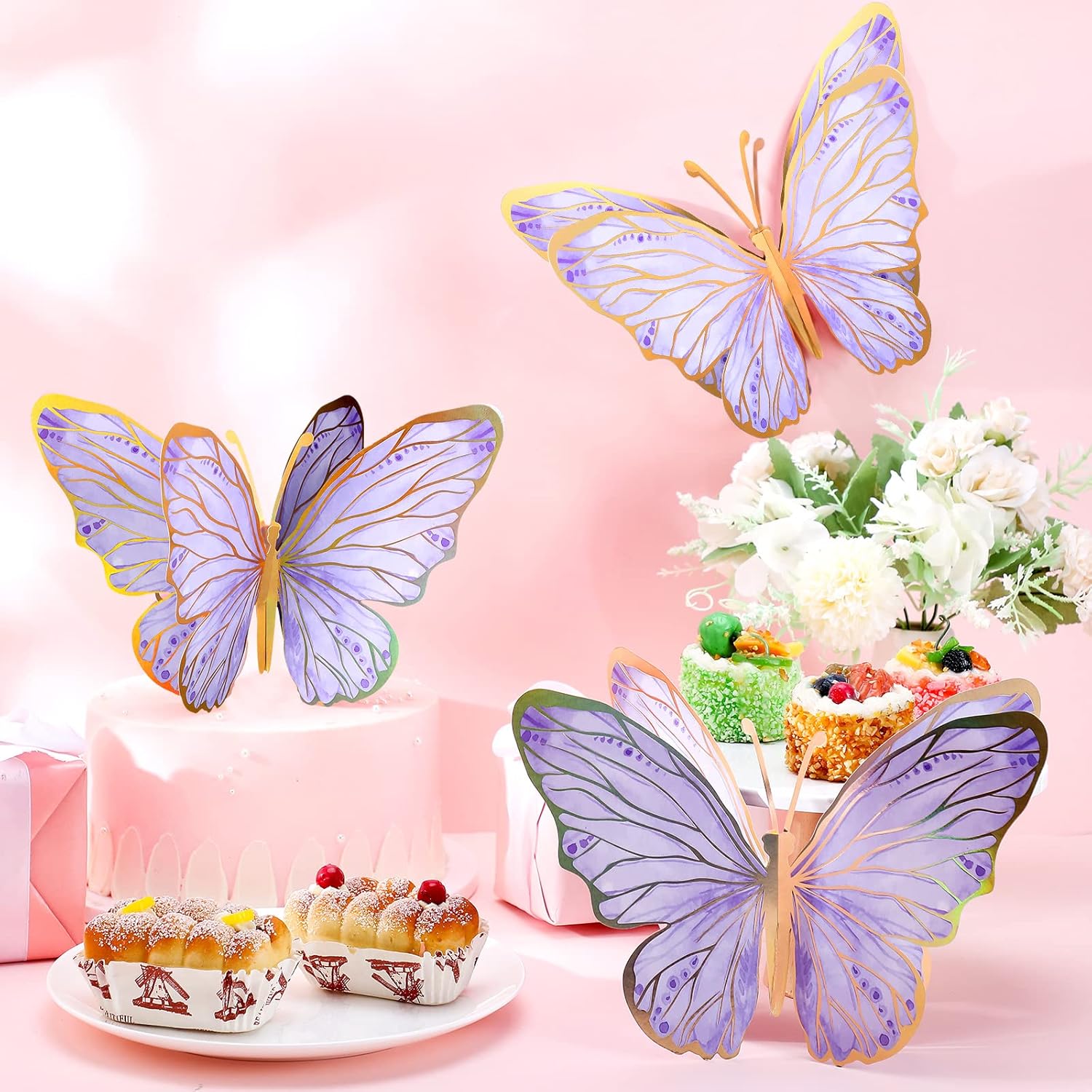 10 centros de mesa de mariposa para mesas, decoraciones de fiesta de mariposa, centros de mesa, decoración de pared para cumpleaños, baby shower,