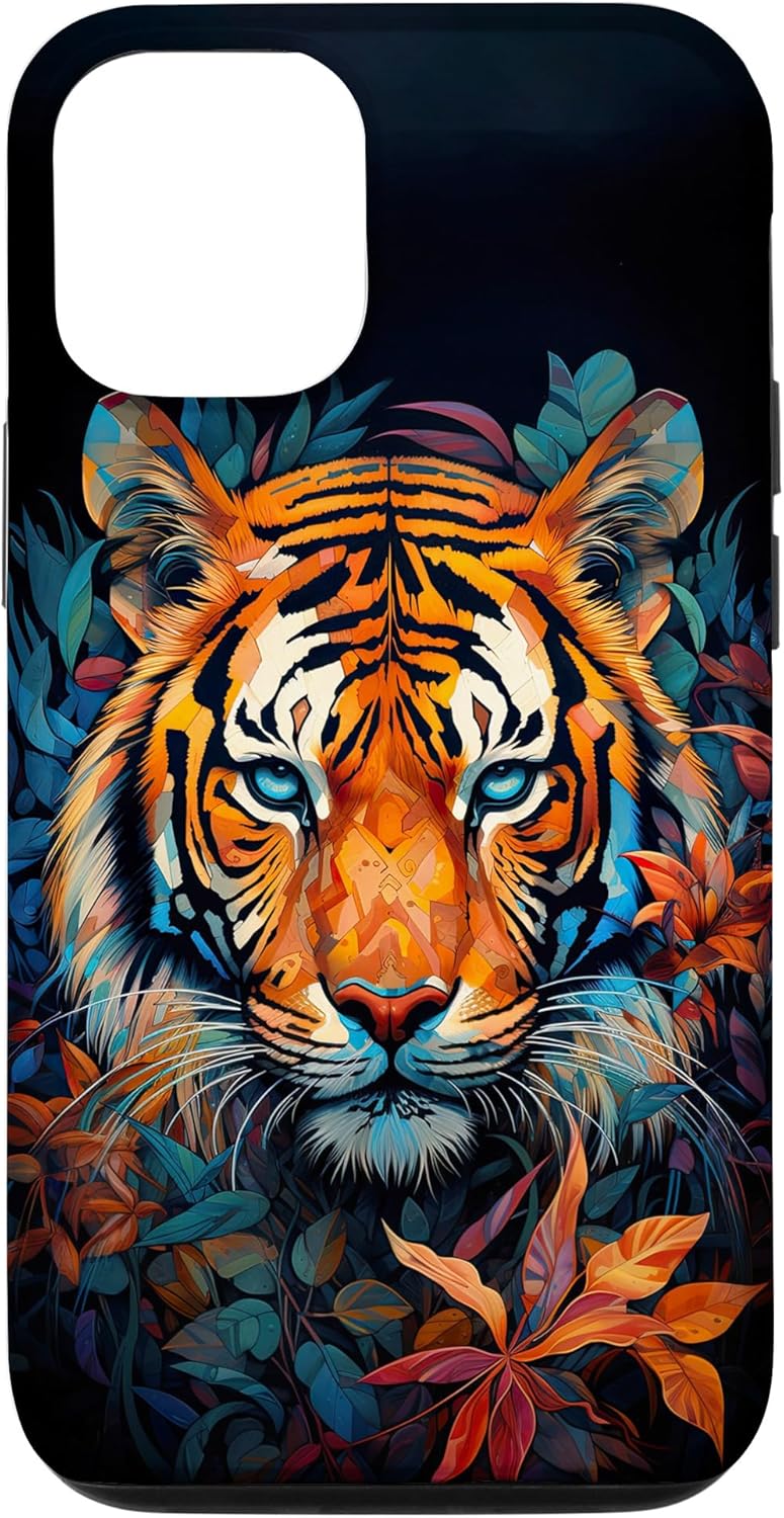 Funda para iPhone 13 Acuarela Cara de Tigre Animal Salvaje Gato Grande