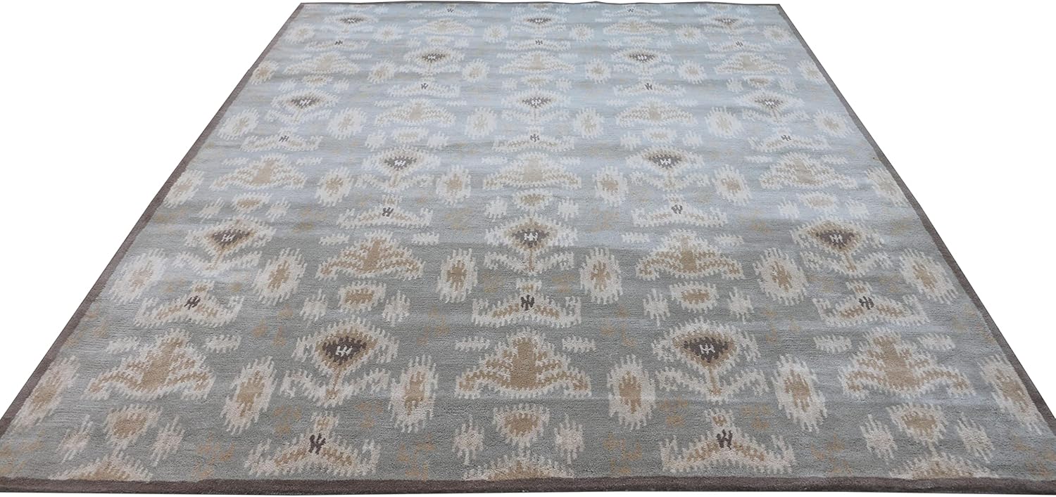 Marchesa – Alfombras y alfombras de lana 100% hechas a mano, estilo oriental tradicional gris (9 x 12)