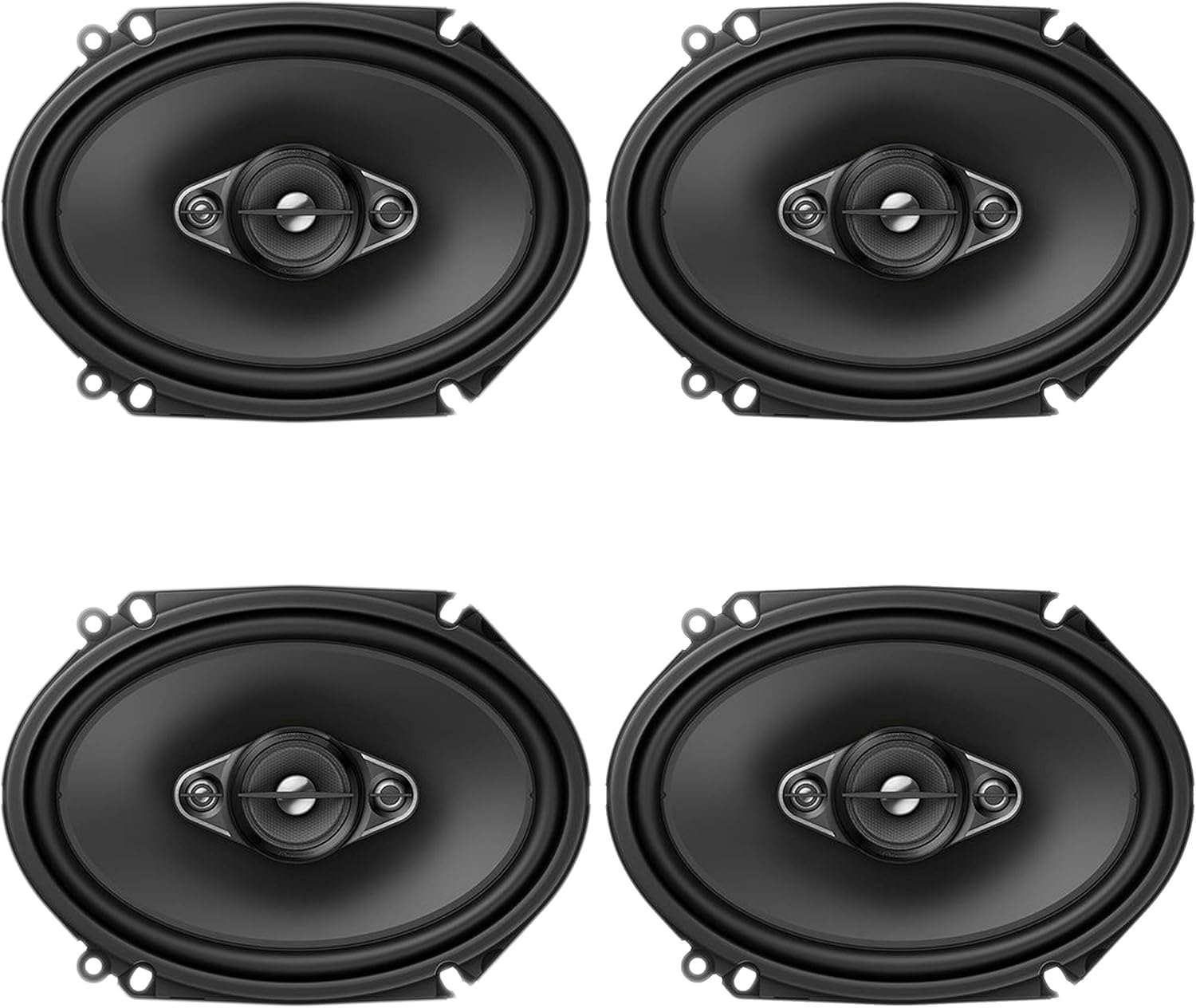 Pioneer TS Series 350W Max 6″ x 8″ Serie A Altavoces coaxiales de 4 vías para coche con imán de gravedad Soporte para teléfono (4 altavoces)
