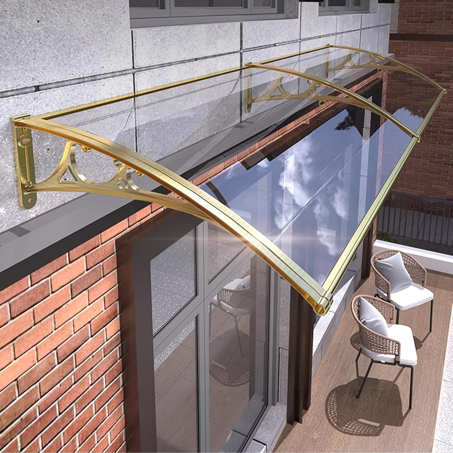 Toldo curvado para ventana, toldo para puerta, toldo de patio, patio, porche, toldo para exteriores, cubierta de policarbonato para exteriores,