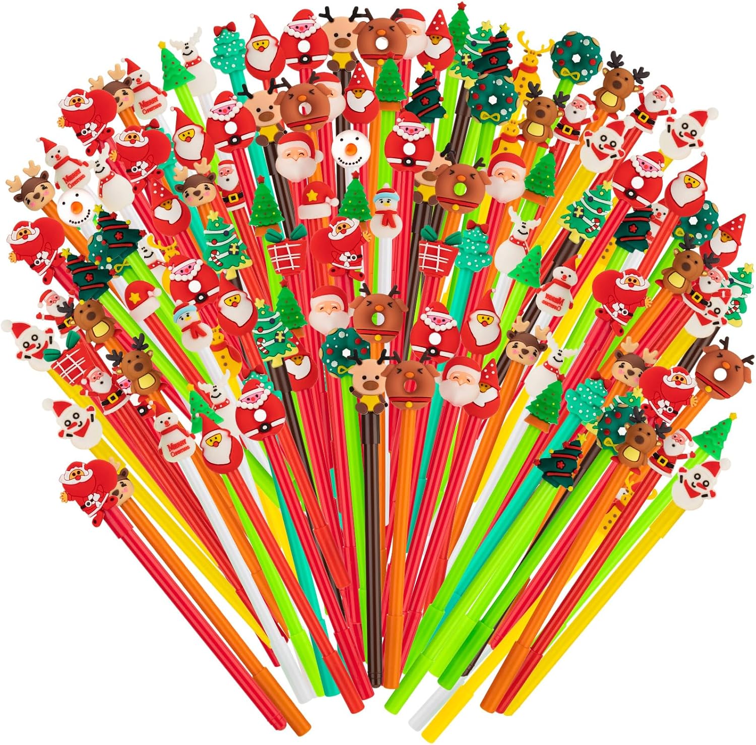 200 bolígrafos de tinta de gel de Navidad a granel, 24 estilos novedosos de la serie de Navidad, bolígrafos de punta redonda de tinta de gel negra,