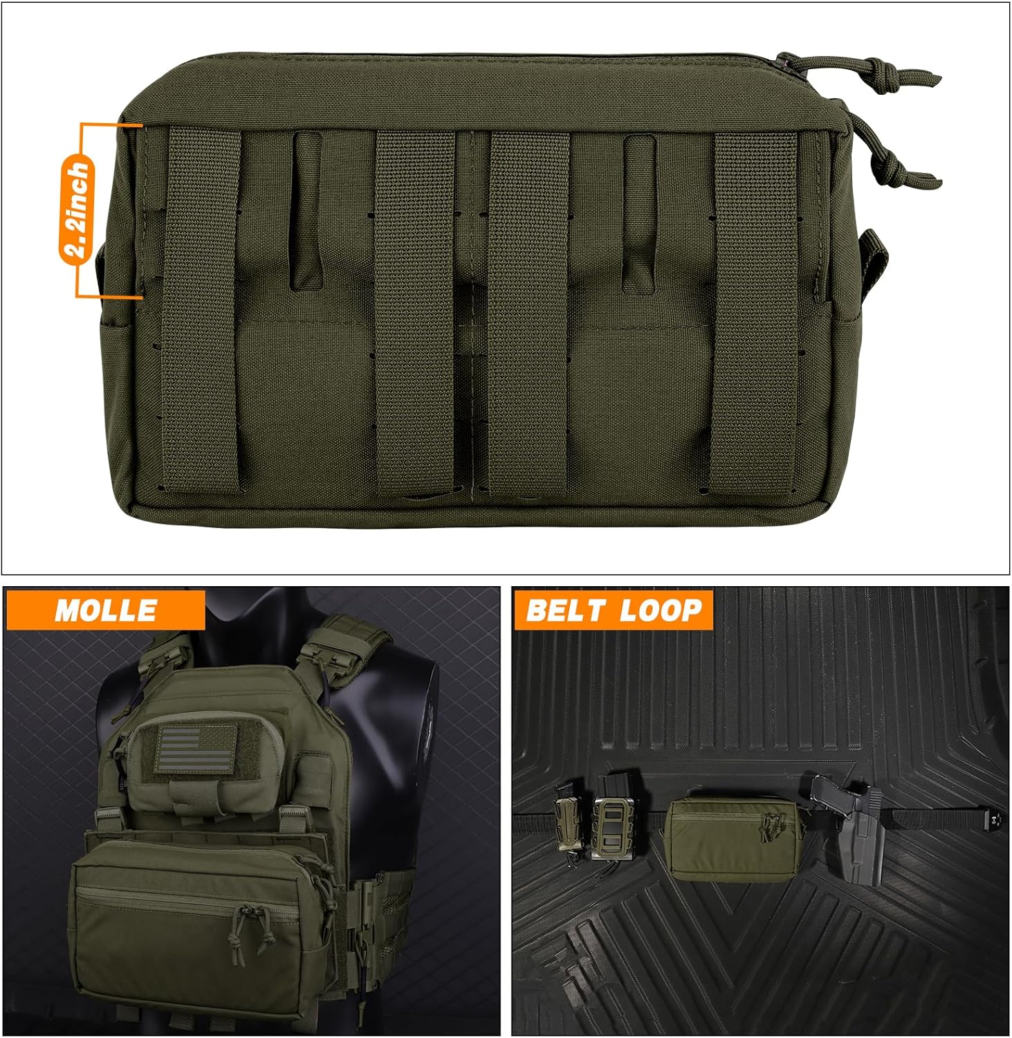 Bolsa táctica Molle Admin Wide GP Utility Bolsas para chaleco y cinturón de servicio como bolsa de almacenamiento ampliada Cummerbund