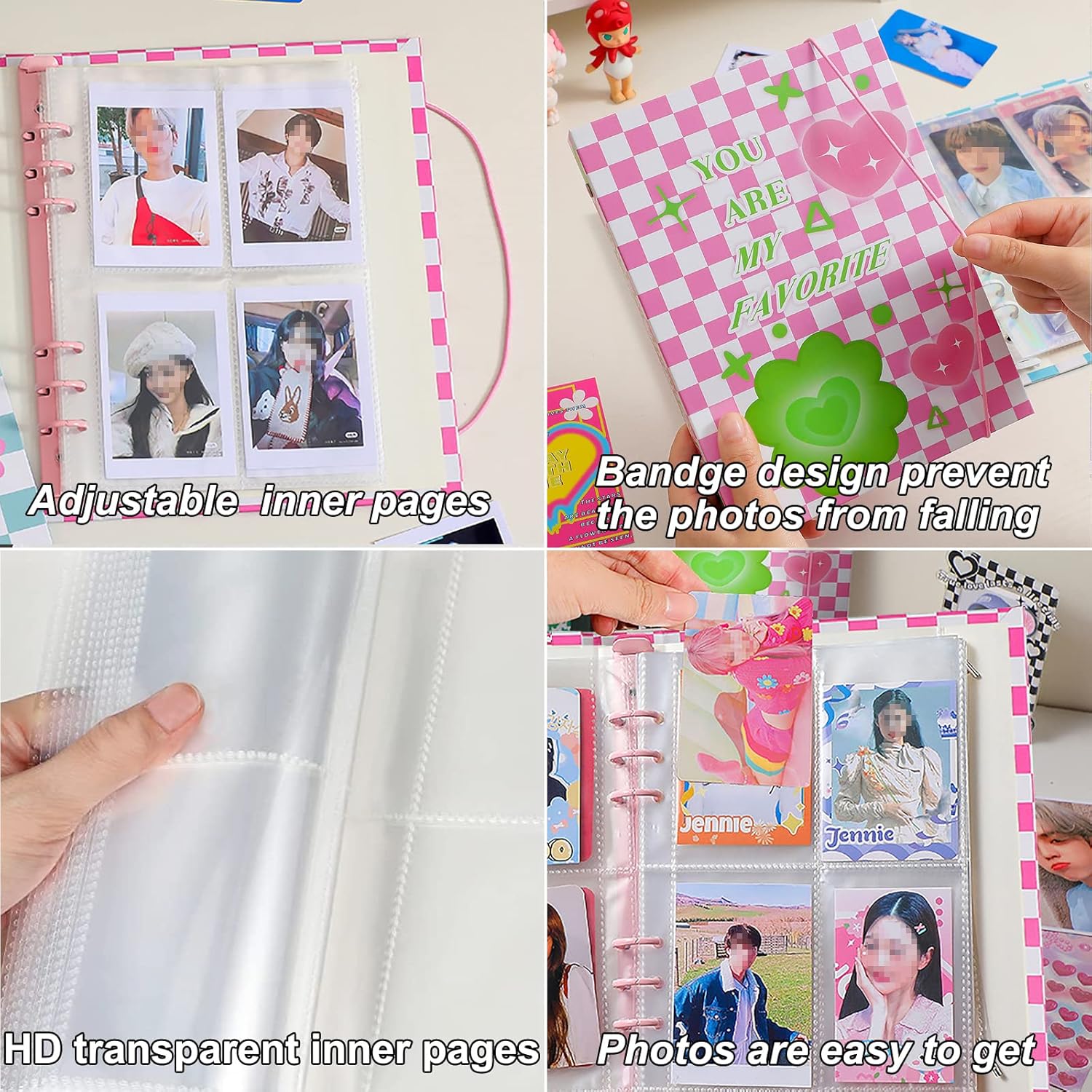 SZHTSWU Carpeta A5 Kpop álbum de fotos con 20 fundas interiores de 3 pulgadas para álbum de fotos en hojas sueltas rellenables de 6 anillos,