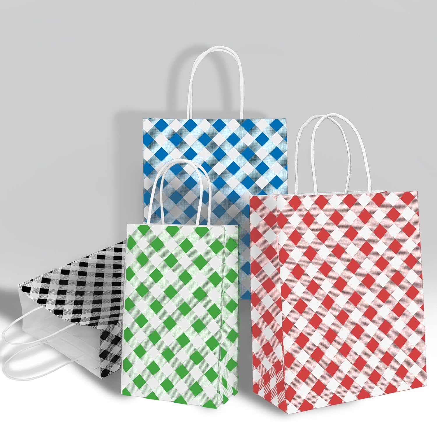 ECOHOLA Bolsa de papel de 4 colores, 16 bolsas de regalo medianas, bolsa envuelta con asas para cumpleaños, baby showers, manualidades y paquete de