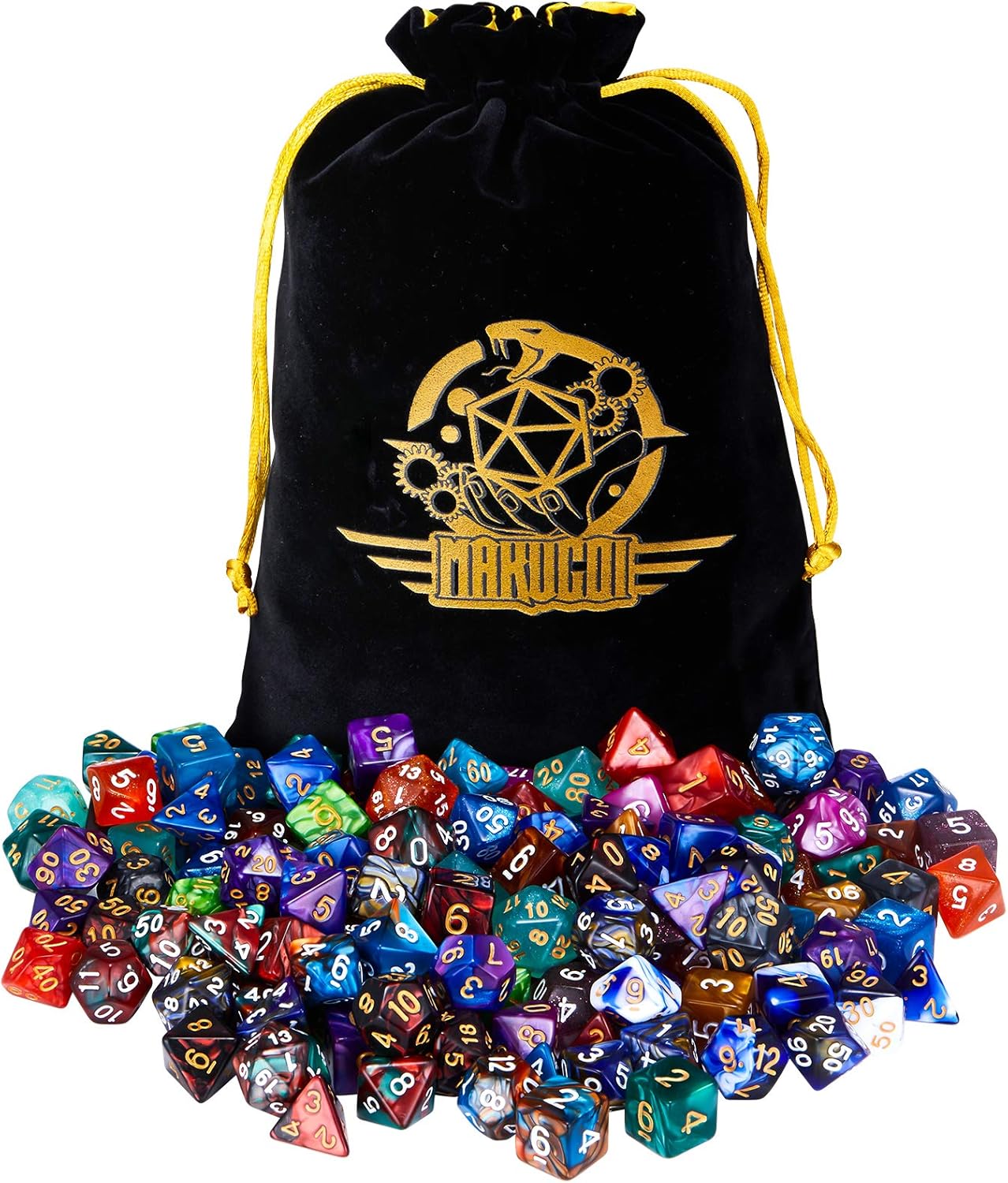 DND – Juego de dados poliédricos de 20 x 7 pulgadas (140 piezas) de dos colores para Dungeons and Dragons DND RPG MTG, juego de mesa de 20 colores