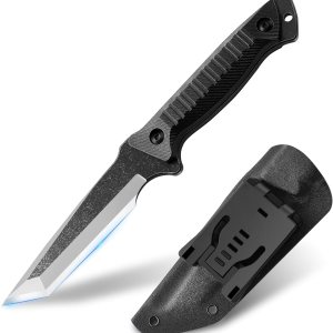 Brarvagur Cuchillo táctico de hoja fija  Cuchillo de caza con hebilla de cinturón de acero 420HC horizontal, cuchillos de hoja fija para acampar Brarvagur Cuchillo táctico de hoja fija  Cuchillo de caza con hebilla de cinturón de acero 420HC horizontal, cuchillos de hoja fija para acampar