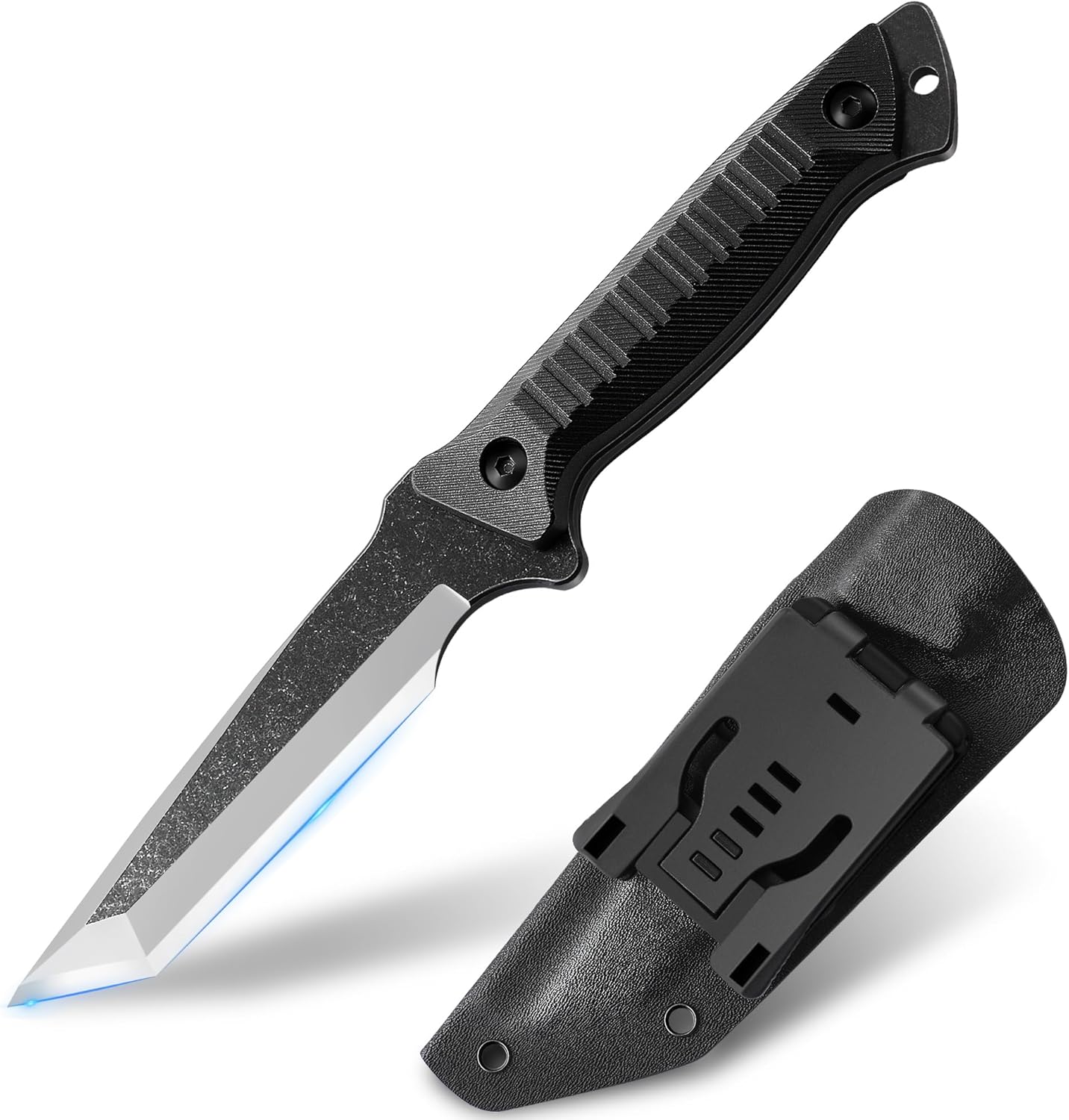 Brarvagur Cuchillo táctico de hoja fija  Cuchillo de caza con hebilla de cinturón de acero 420HC horizontal, cuchillos de hoja fija para acampar