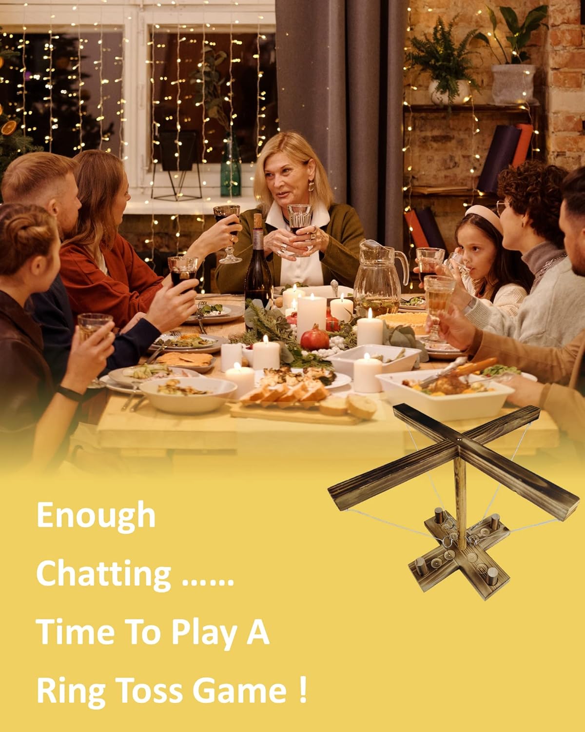 Hook and Ring Toss Game-Hookey Clash Adults Battle Fling Up to 4 Player Tabletop-Ring Game On A String Ringo- Outdoor Games-Bar