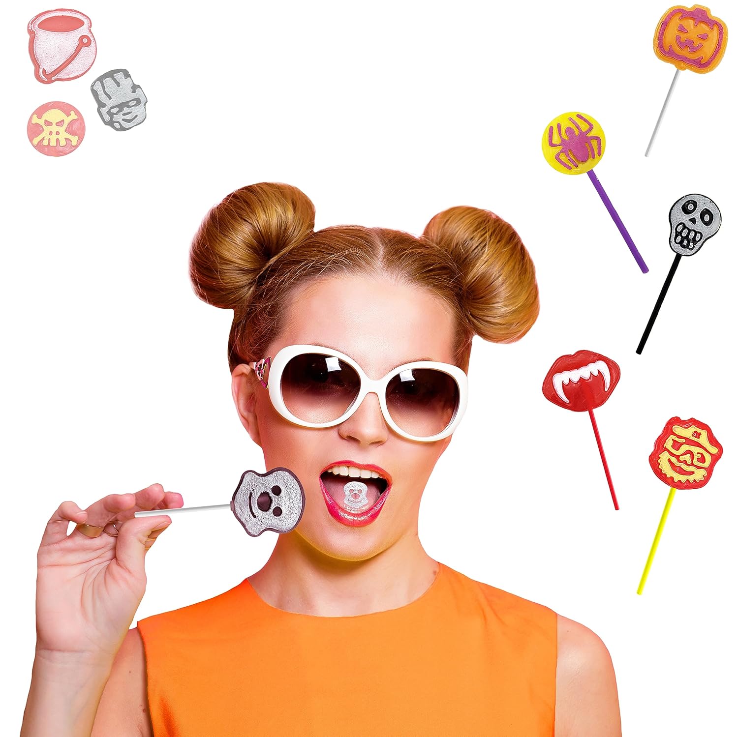 Caramelos de paletas de tatuajes de Halloween, paquete variado, ideal para rellenos de bolsas de fiesta, envueltos individualmente (5 libras)