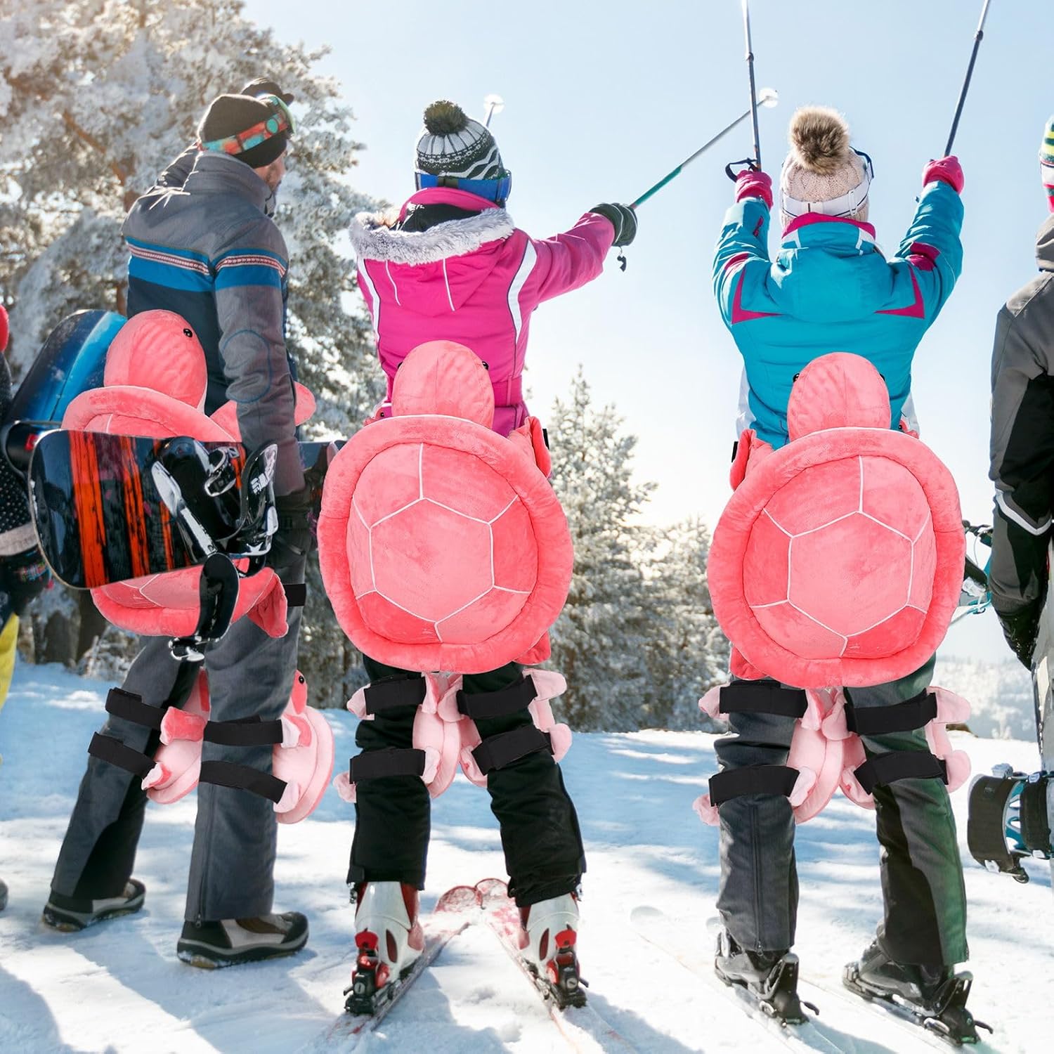 Juego de 10 piezas de equipo de protección para esquí de tortuga, rodilleras, coderas para snowboard, cojín de tortuga 3D para adultos, esquí,