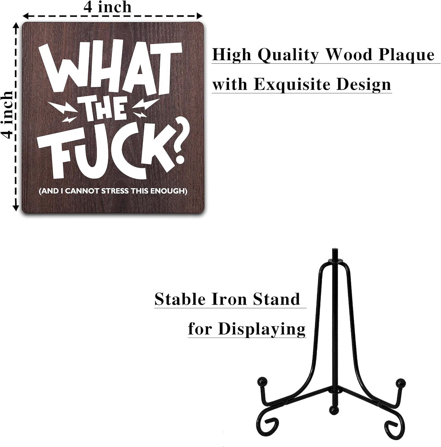 Decoración rústica para el hogar, con texto en inglés “What (And I Cannot Stress This Enough) the F*ck” – Letrero de madera inspirador para