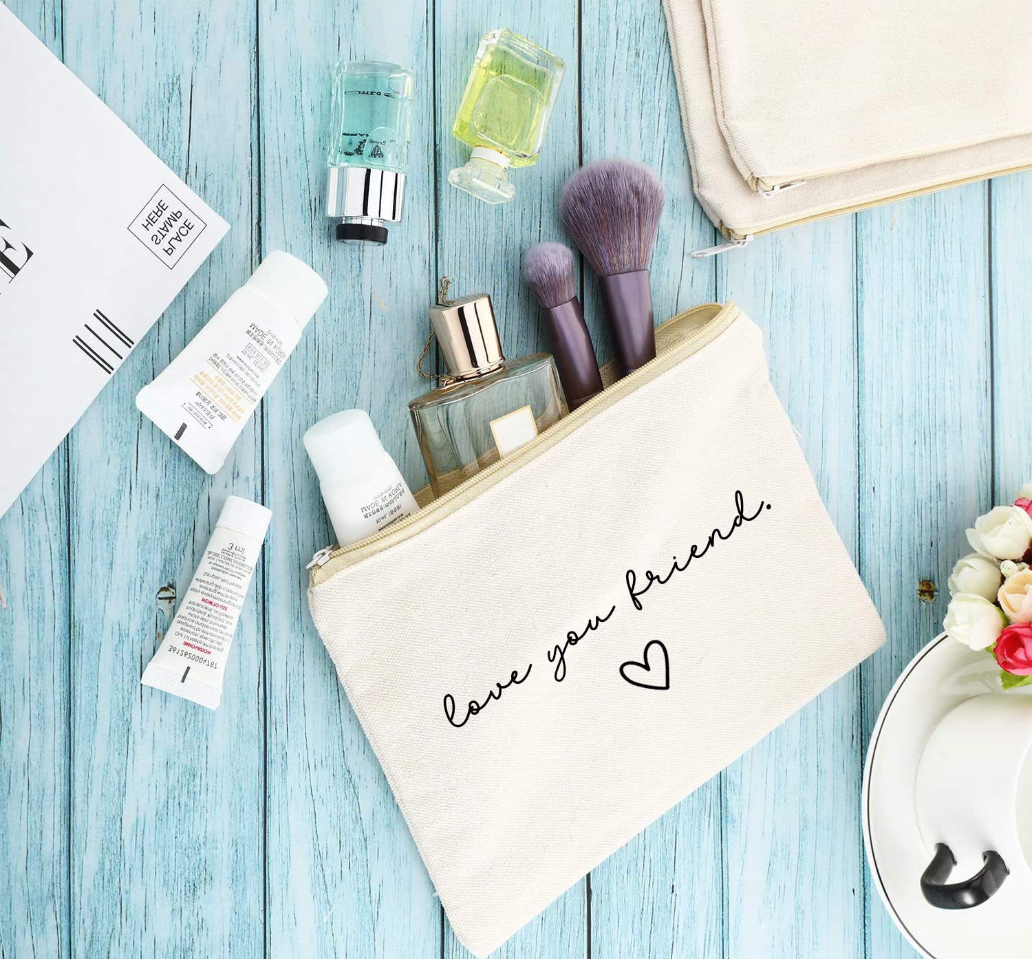 Love You Sister, Love You Mom, Love You Friend, Sending Love, Cosmetic Bag, Makeup Pouch, Gift For Her