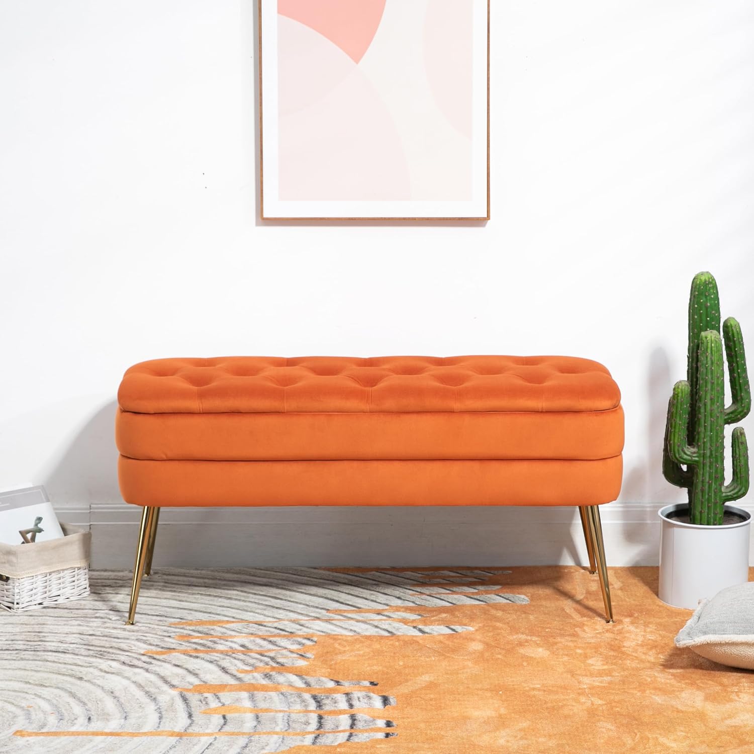 Lofaris Banco de almacenamiento, banco de extremo de dormitorio, taburete suave que puede abrir almacenamiento, conveniente y duradero, otomana