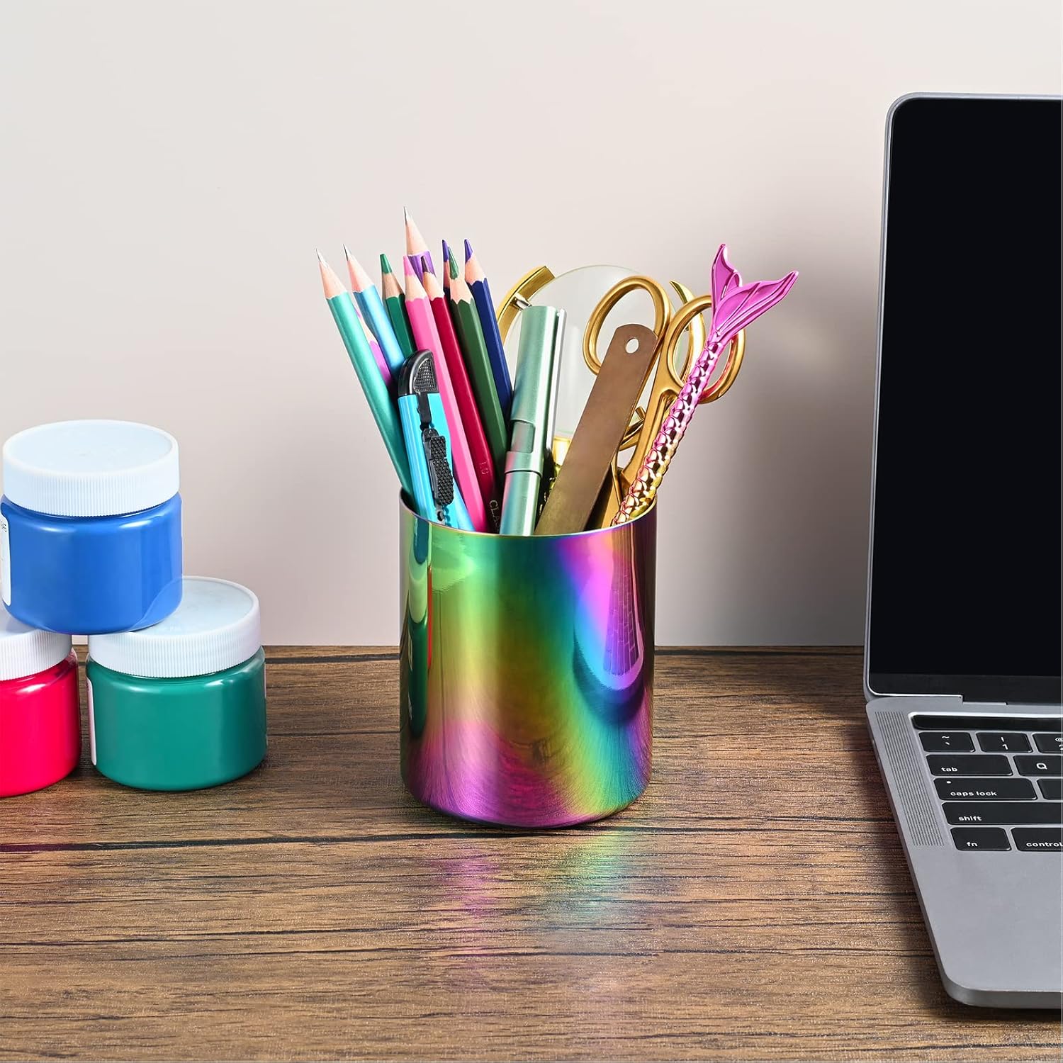 Portavasos de acero inoxidable para lápices, organizador de escritorio, estilo nórdico, escritorio para bolígrafo, taza simple, organizador de