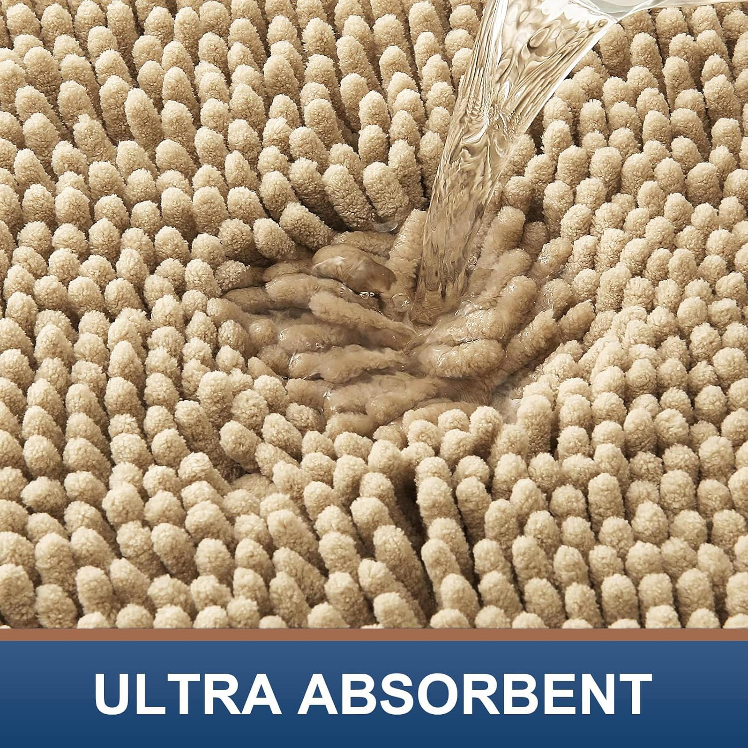 smiry – Lujosa alfombra de baño de felpilla, extra suave y absorbente, lavable a máquina, antideslizante para bañera, ducha y cuarto de baño (24 x