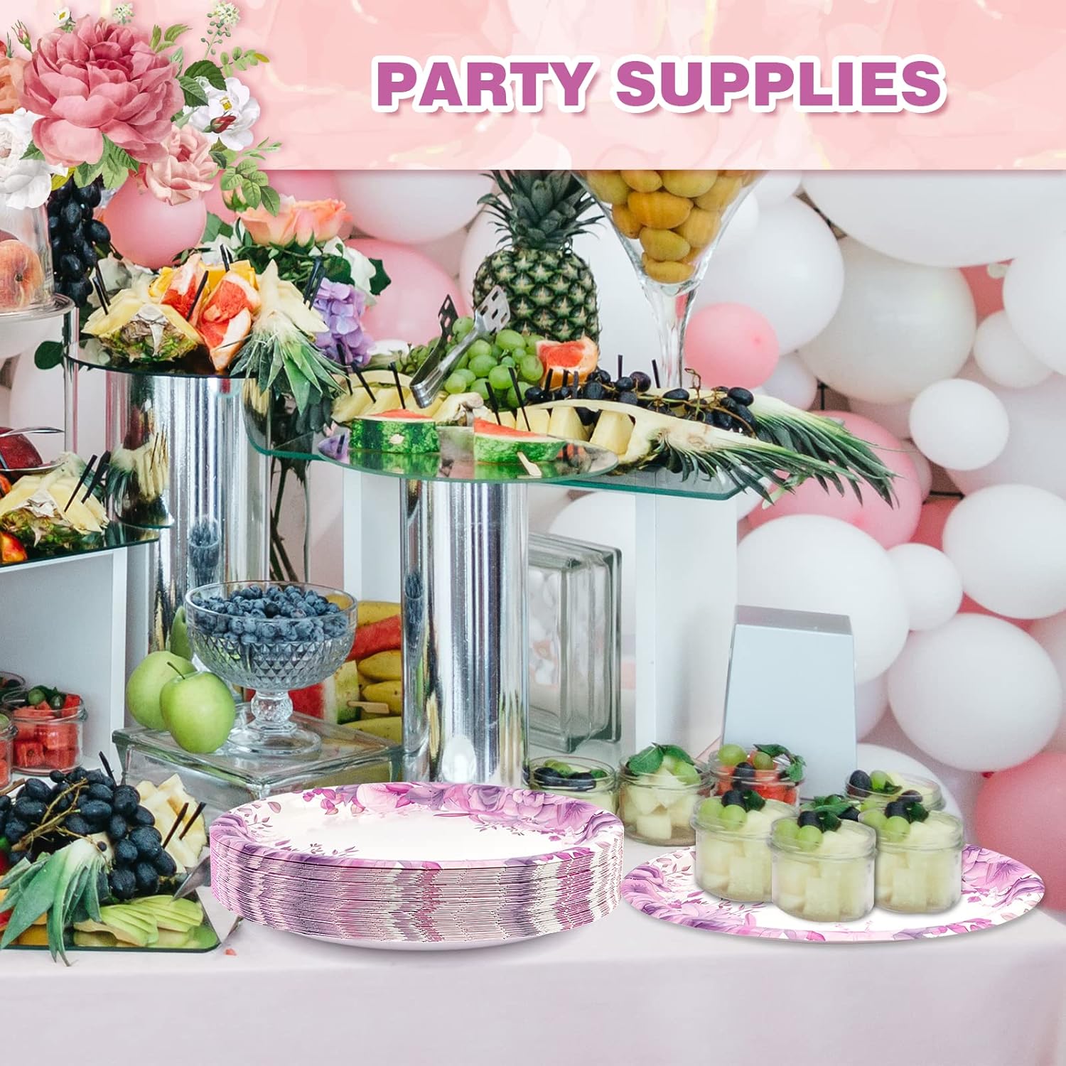 50 platos de papel para el Día de la Madre, suministros de fiesta de té floral de primavera, 12 x 10 pulgadas, platos desechables ovalados para