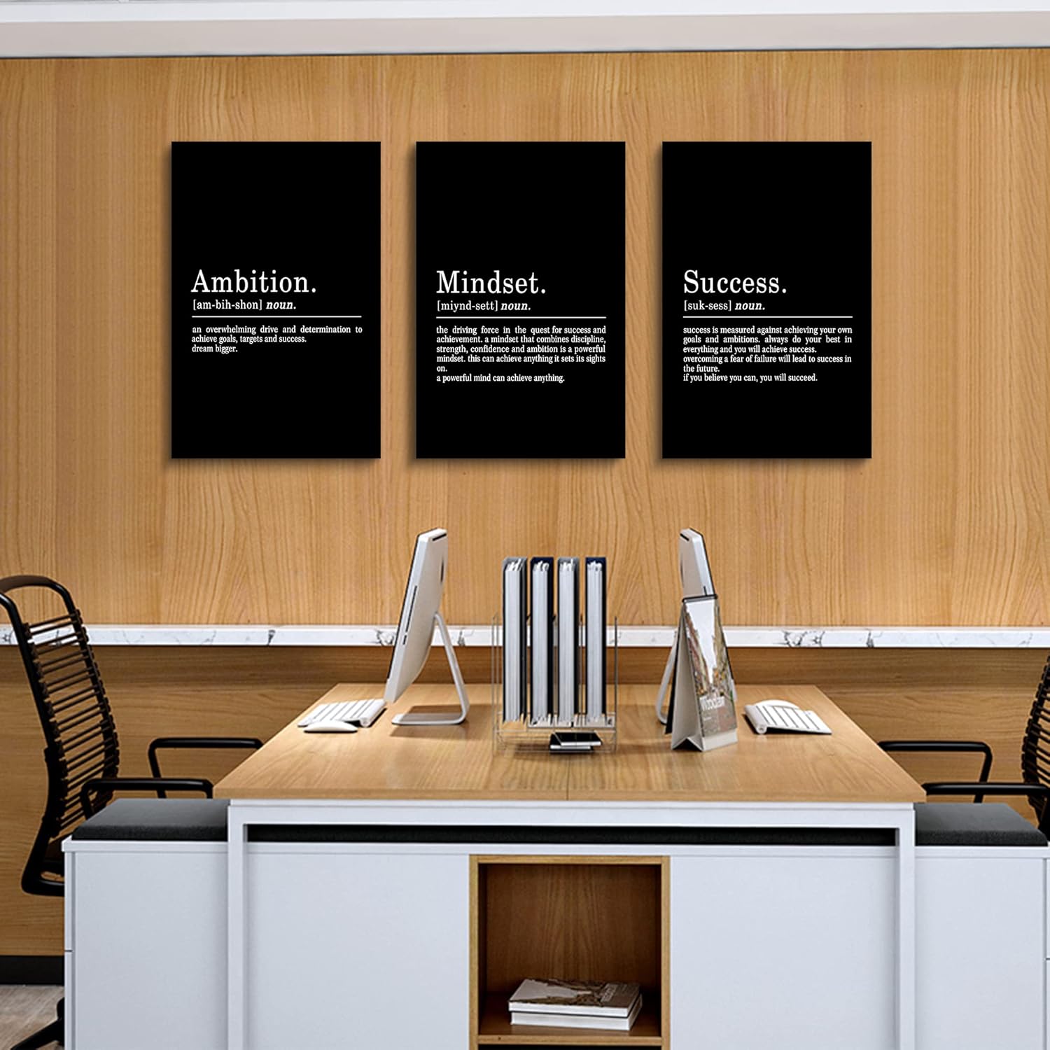 Arte de pared EPHANY ART – Lienzo inspirador, impresiones de citas sobre mentalidad, éxito y ambición, arte de pared grande y negro, motivacional,