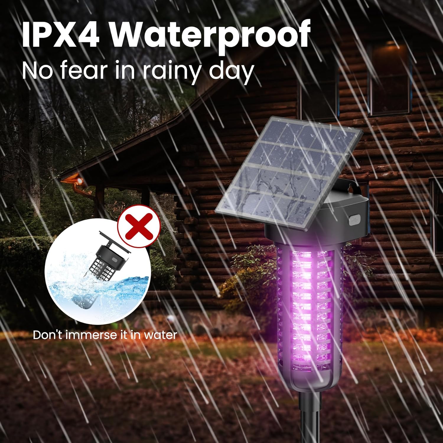 Solar Bug Zapper – Lámpara matamosquitos al aire libre, inalámbrica y recargable, matamoscas mosquitos, lámpara decorativa para patio y jardín