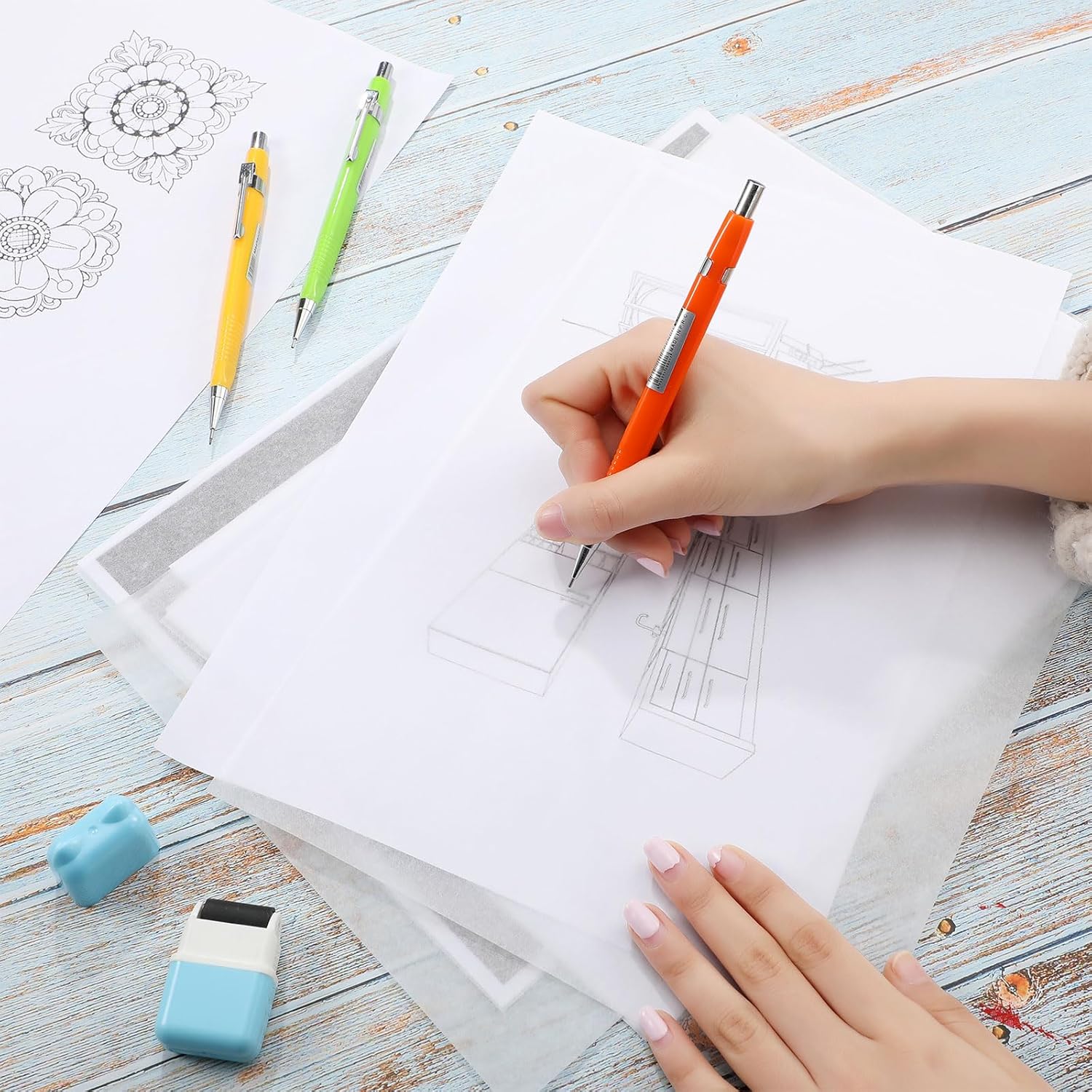250 hojas de papel de calco para dibujar iluminado, papel translúcido, papel de trazado para niños, lápiz marcador, tinta, manualidades, trabajos de