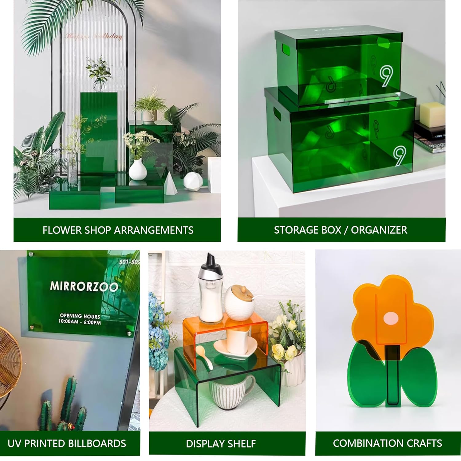 6 hojas de acrílico fundido transparente verde de 8 x 12 x 0.118 pulgadas, lámina de plástico de plexiglás para corte láser, letreros de grabado,