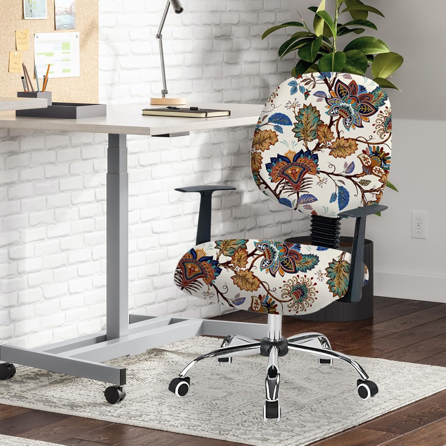Funda para silla de oficina estampada elástica para silla de oficina de computadora, funda de respaldo de asiento giratoria de escritorio, funda de