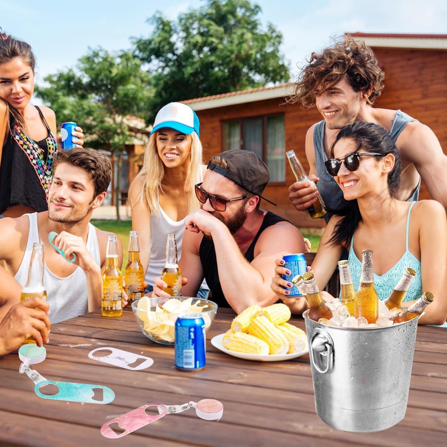 6 abrebotellas plano con clip para cinturón, mini abridor retráctil de botellas de cerveza de acero inoxidable para cocina, restaurante, fiesta,