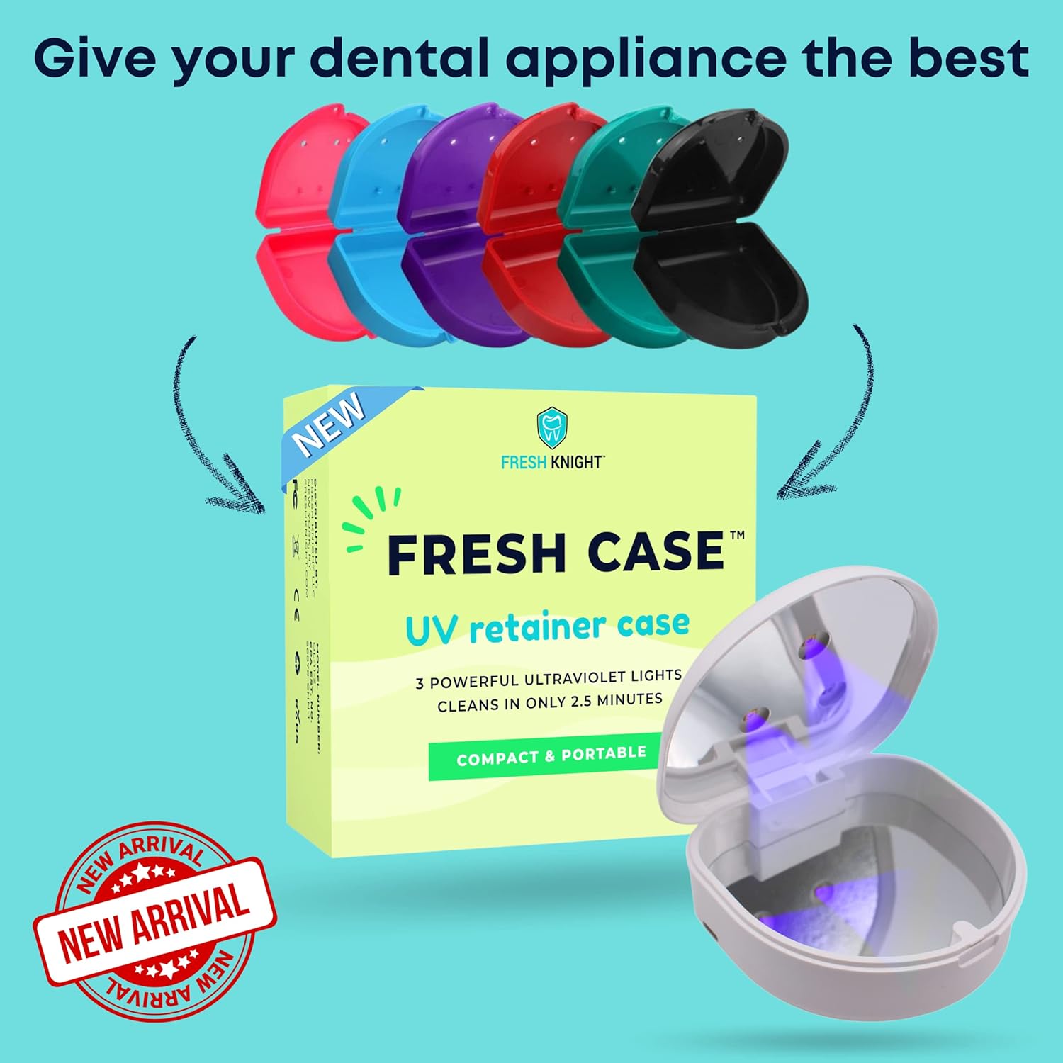 Estuche de retención (paquete de 2). Estuche de retención con orificios de ventilación. Estuche perfecto para dentadura, funda protectora bucal,