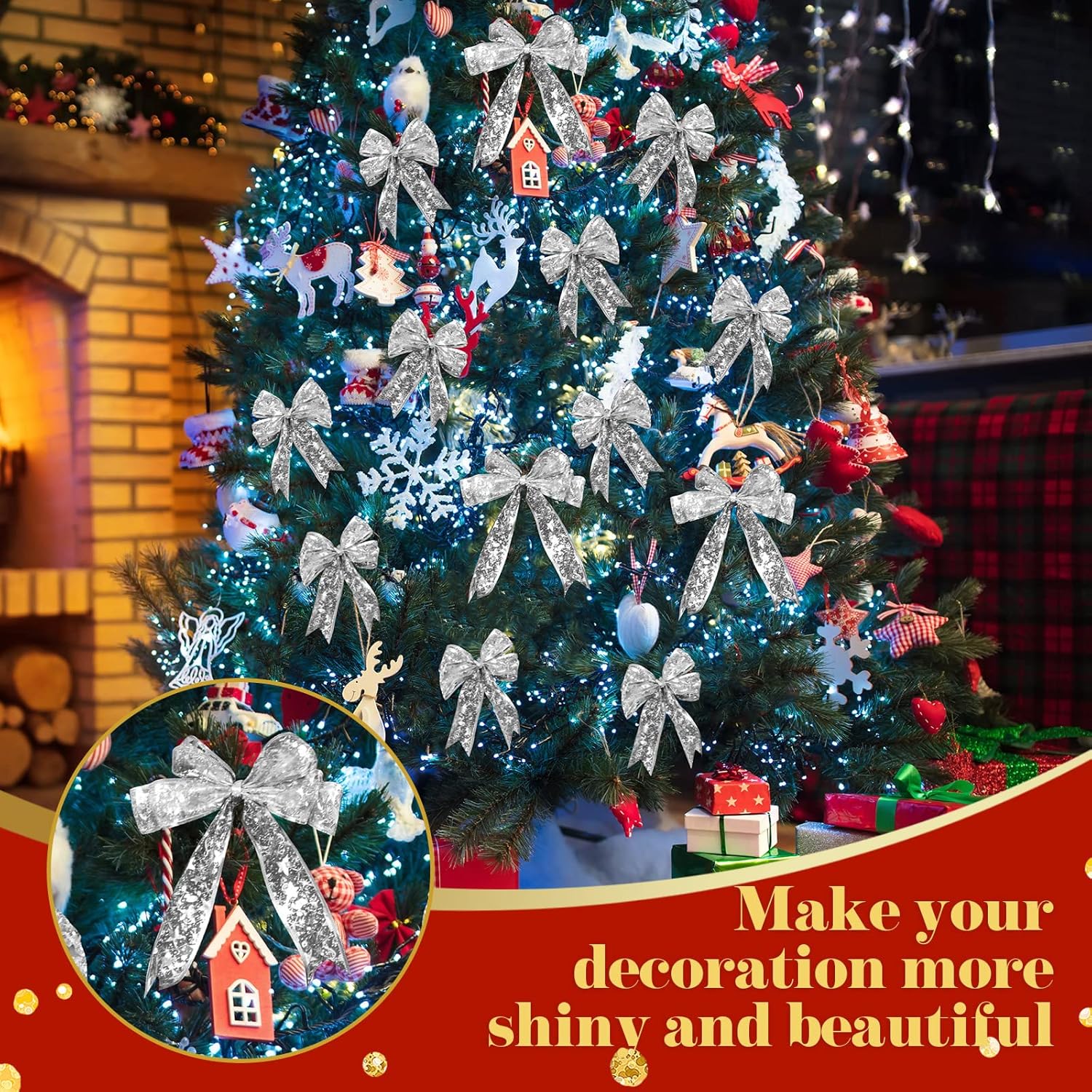 4 luces de cinta de Navidad de 78.7 pies, 240 luces LED, cinta de árbol de Navidad, guirnalda de luces que funcionan con pilas, funciona con pilas,