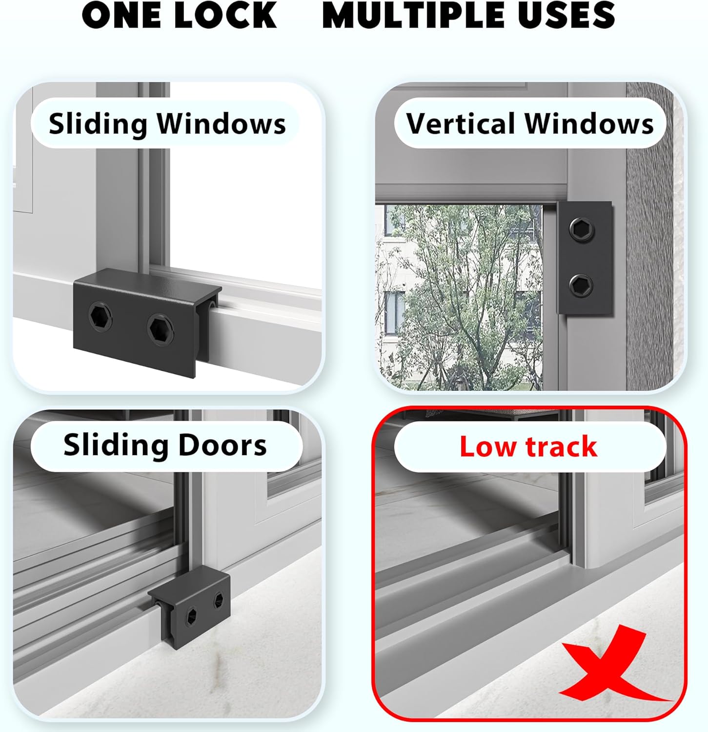 8 juegos de cerraduras de ventana de seguridad, bloqueo de ventana deslizante de aluminio ajustable para ventanas de vidrio verticaleshorizontales,