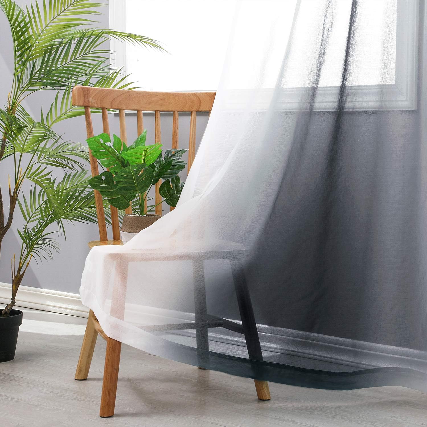 Hiasan Ombre Cortinas transparentes para sala de estar  Cortinas de gasa de lino sintético