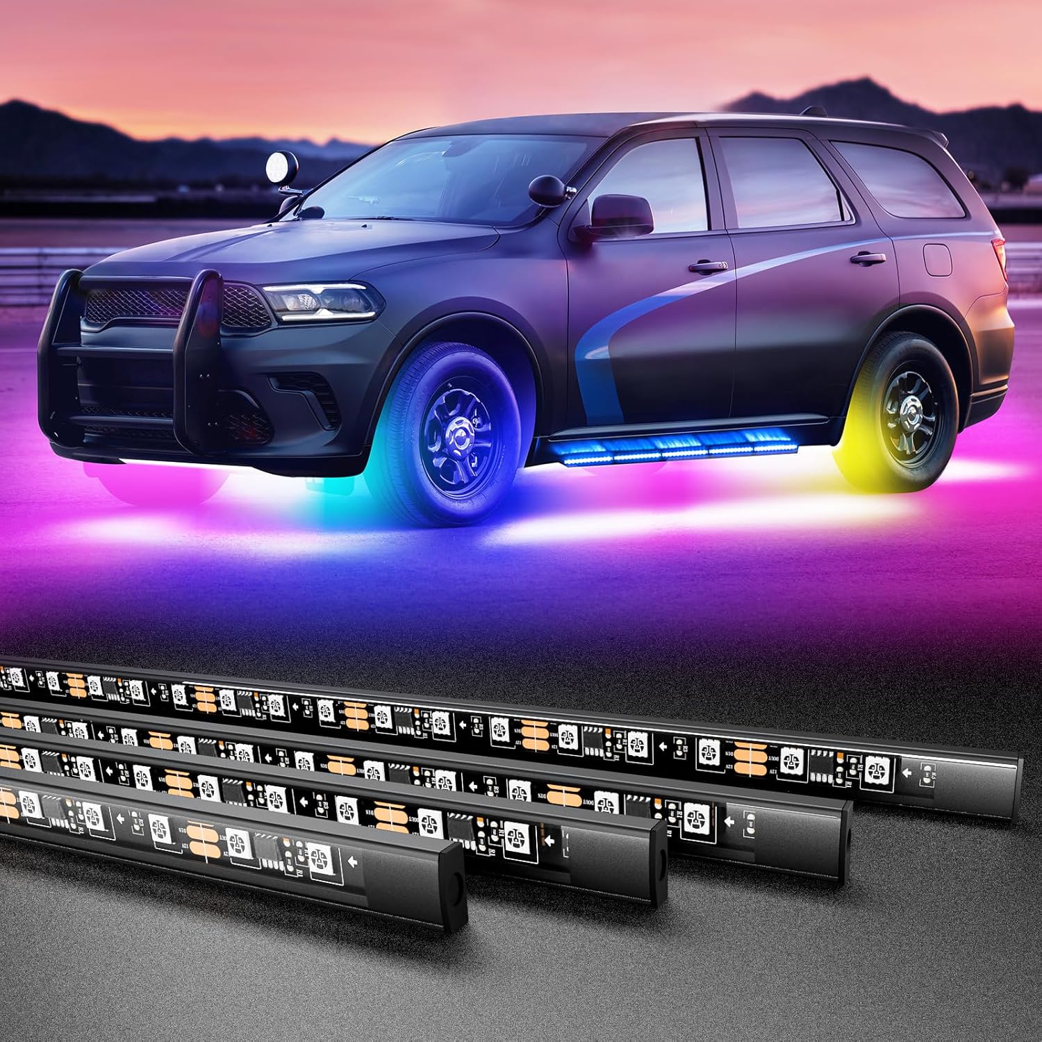 Honalia Kit de luces LED para automóvil, luces LED para automóvil, luces de sueño con control remoto, 4 tiras de luces LED para automóvil, SUV,