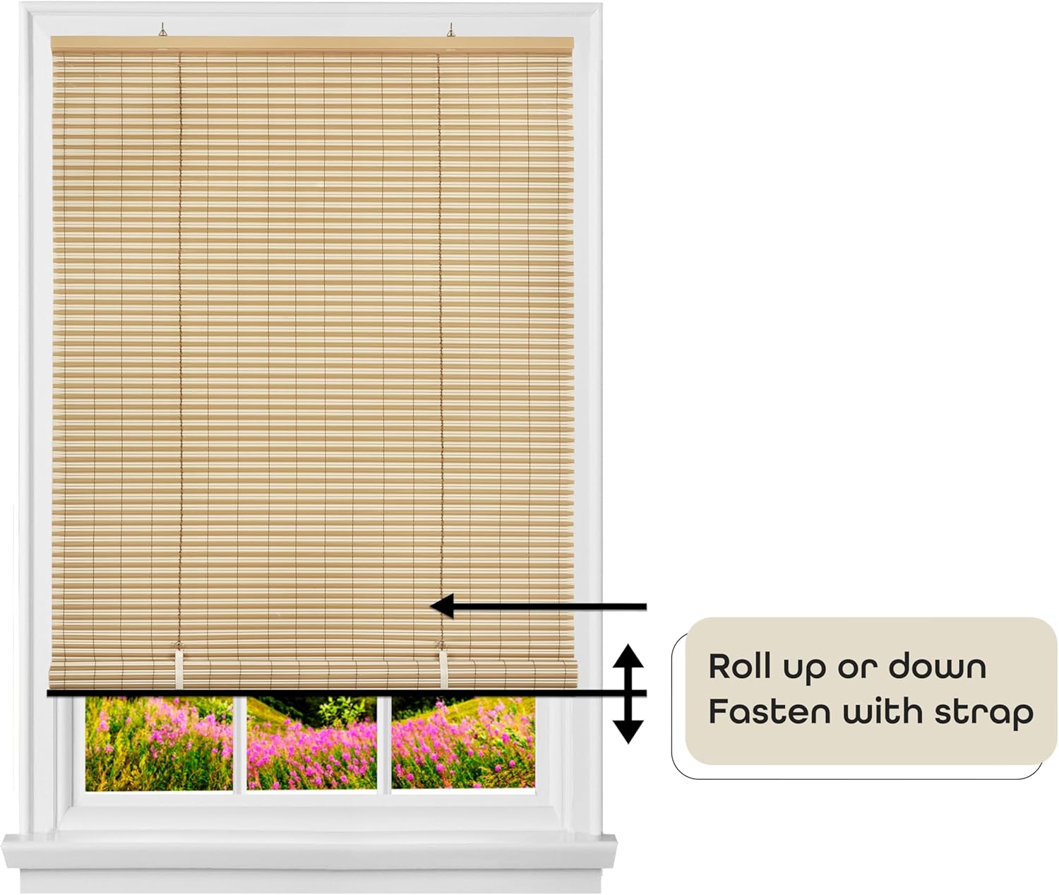 Persiana enrollable de vinilo sin cordón, 36 pulgadas de ancho x 72 pulgadas de largo, desiertoalmendra
