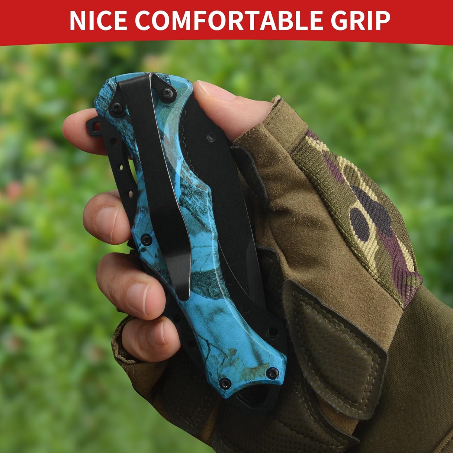 Cuchillo plegable afilado de 4.7 pulgadas, cuchillo dentado de bolsillo, cuchillos EDC con clip para cinturón y mango de cuerda para senderismo,