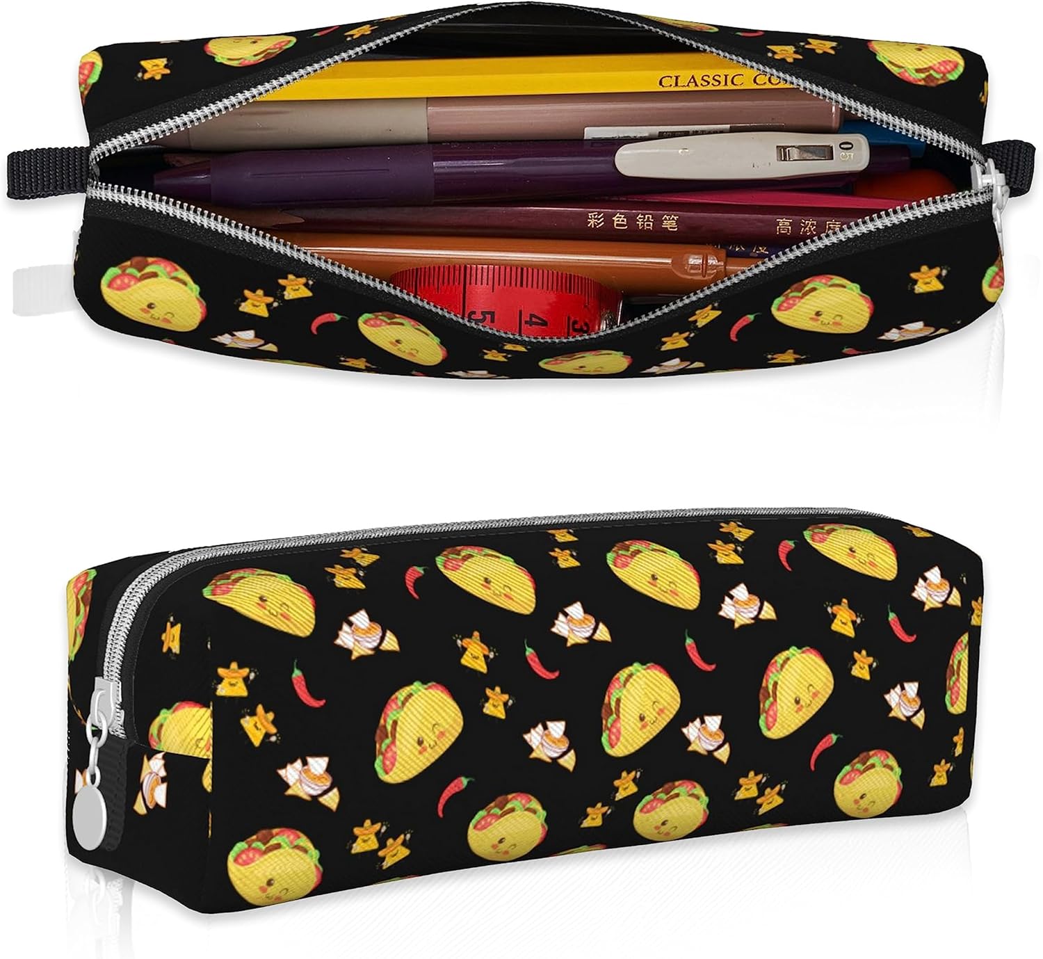 Estuche para lápices de tacos para niños y niñas, estuche de alta capacidad con organizador de cremallera, bolsa de papelería para oficina y