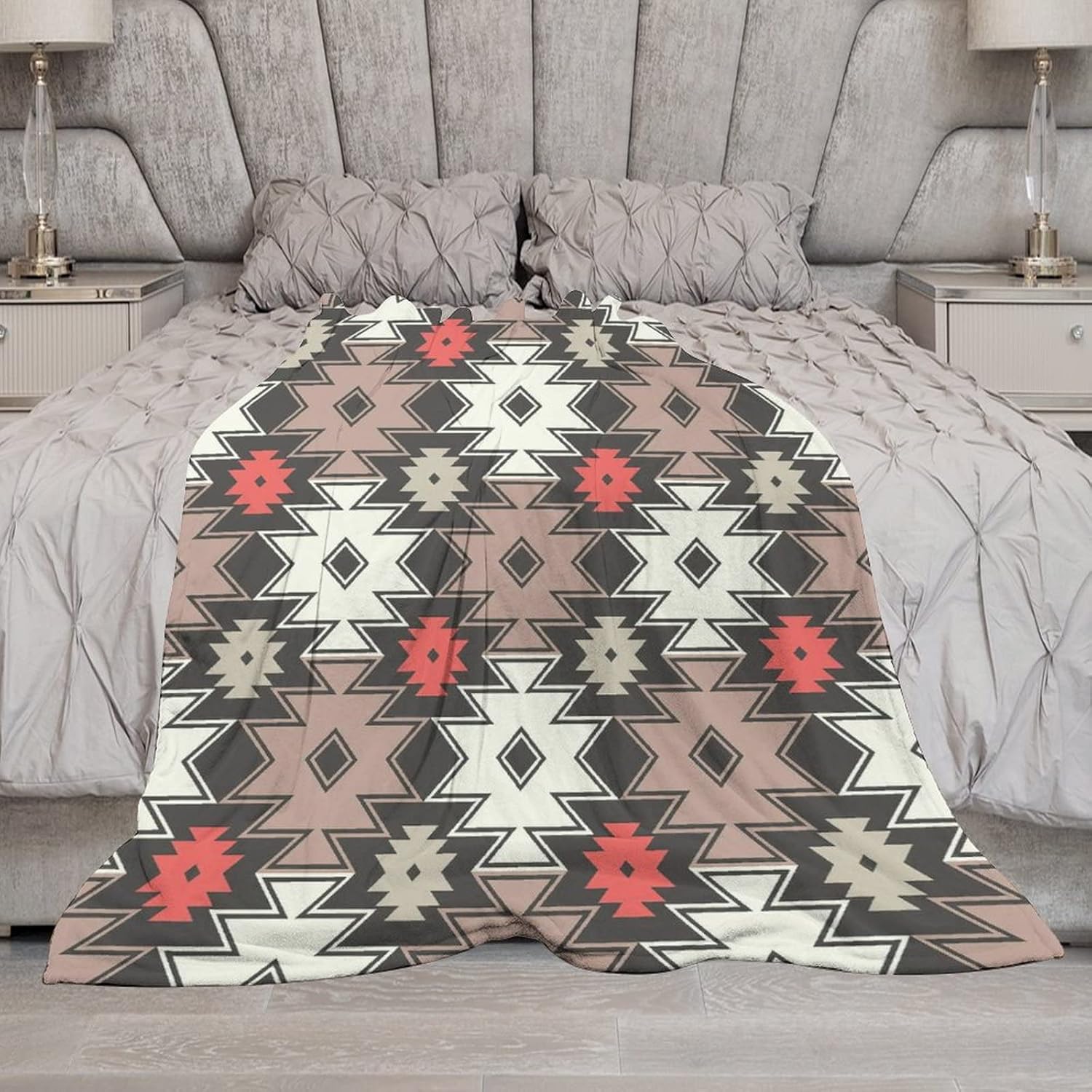 Aztec Manta bohemia, nativa americana, bohemia, étnica, tribal, a rayas, geométrica, bohemia, súper suave, manta de franela para cama y sofá