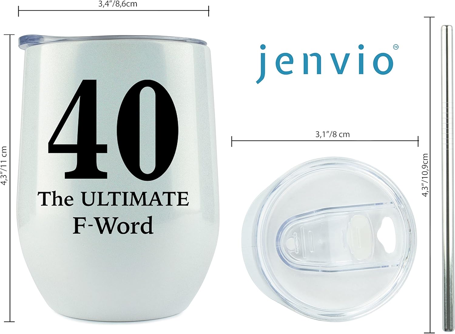JENVIO Regalos de 40 cumpleaños  40 is the Ultimate F Word  Vaso de acero inoxidable para hombres, mujeres, marido, esposa, ella, regalo de vino de
