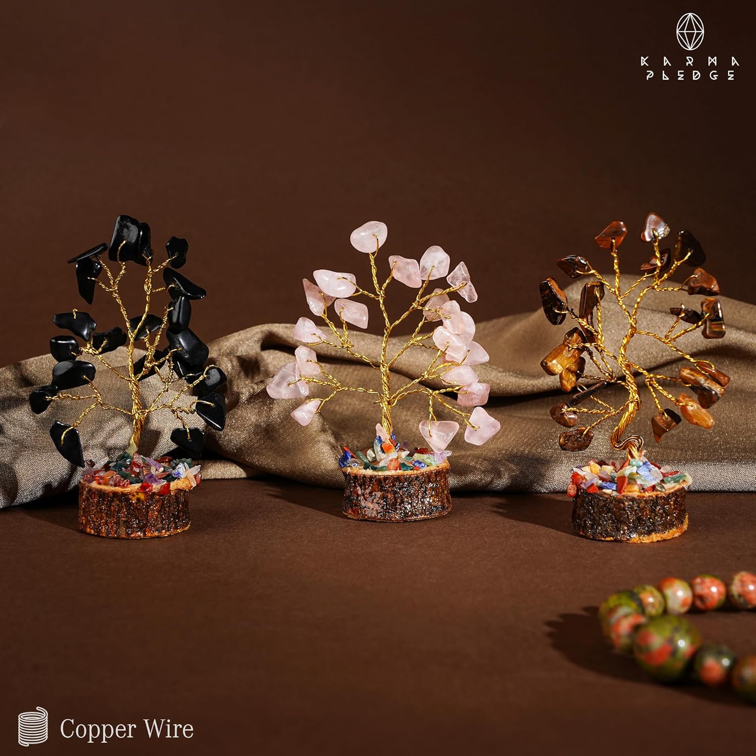 Decoración de escritorio de árbol de cristal, decoración hippie, árbol de la vida, 7 cristales curativos de chakras y piedras para energía positiva,