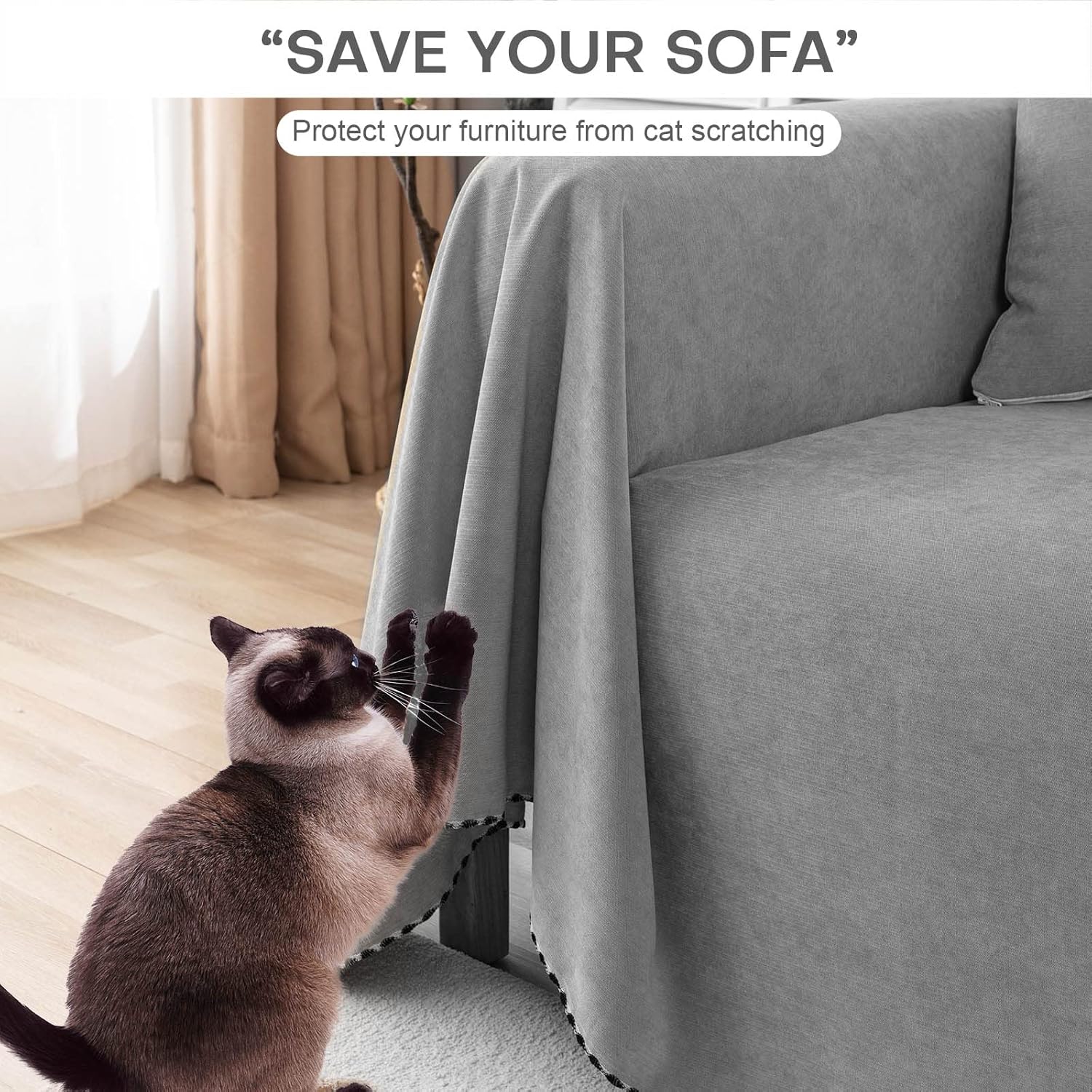 Foreate Funda de sofá impermeable para sofá seccional, manta  Protector de muebles contra arañazos para gatos, protector de sofá para perro, lavable