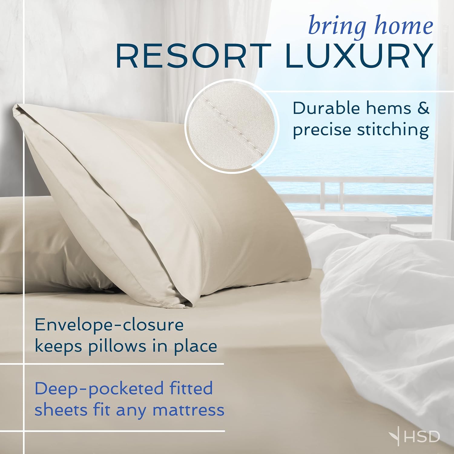 Hotel Sheets Direct – Sábanas de 100% viscosa de bambú, tamaño individual XL, refrescantes, con laterales profundos, suaves y sedosas, color arena