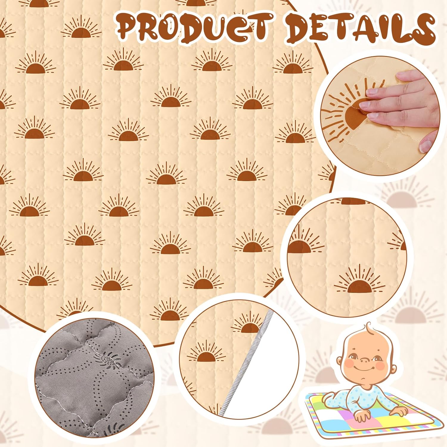 Funtery Tapete hexagonal para corralito de animales del bosque, tapete de juego para bebé, plegable, suave, portátil, lavable, cómodo, colchón