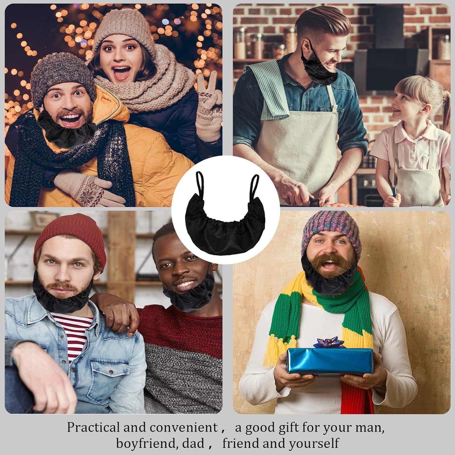 EBOOT 3 gorras de barba para hombres, bandana para barba, fundas ajustables para el pelo facial, delantal, capó para dormir, babero