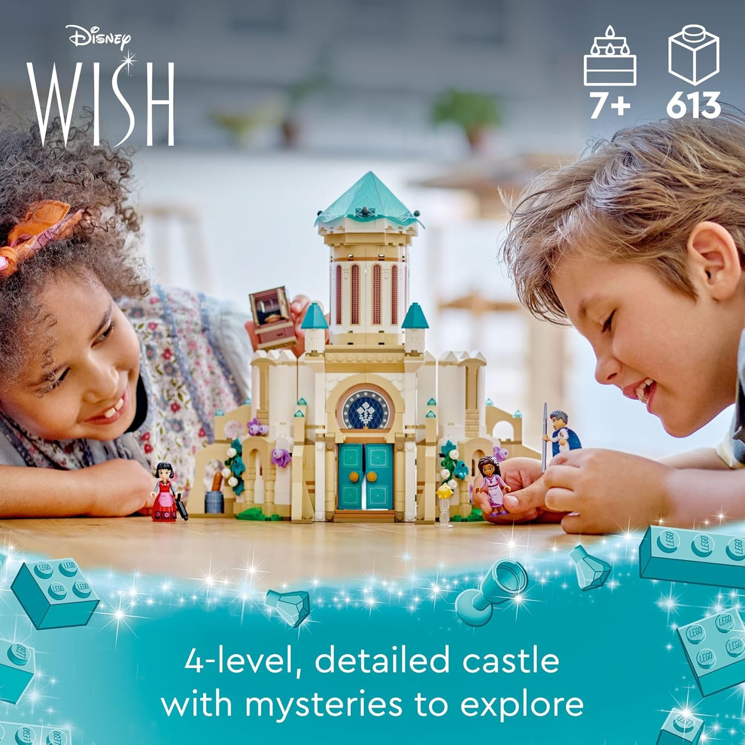 LEGO Disney Wish King Magnifico’s Castle 43224 – Juego de juguetes de construcción, un juego coleccionable para niños de 7 años en adelante para