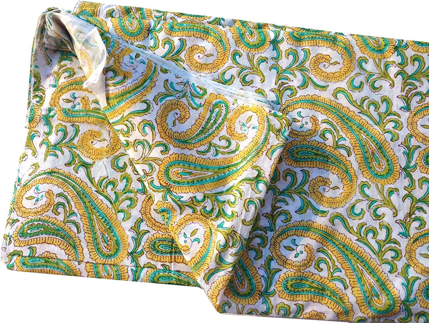 Rastogi Handicraft Tela 100% algodón puro bloque de mano impreso ancho – 44 pulgadas tela 3 (tamaño – 7 yardas)