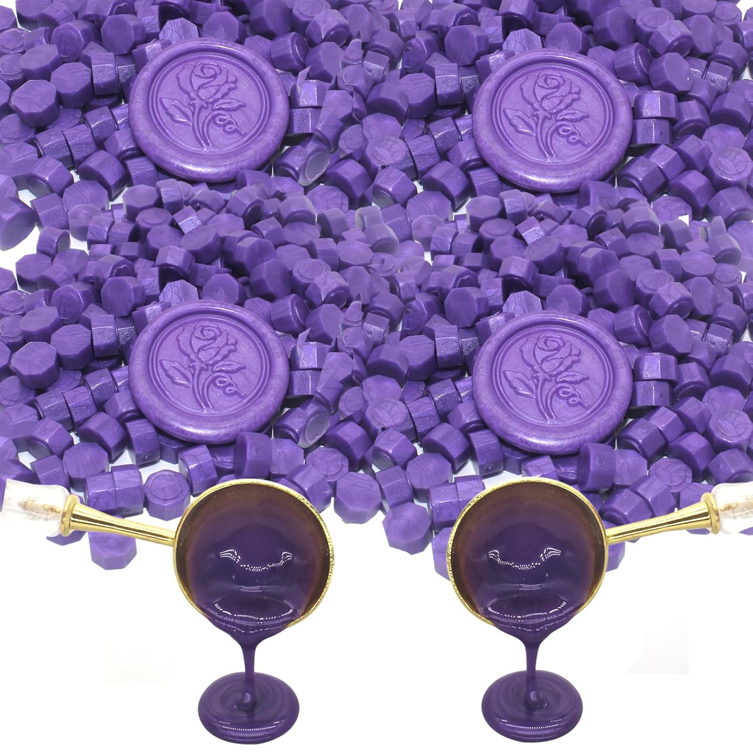 600 cuentas de sello de cera morada, cuentas de cera de sellado prémium Andotopee para sellos de sellos, paquete de repuesto de pellets de cera