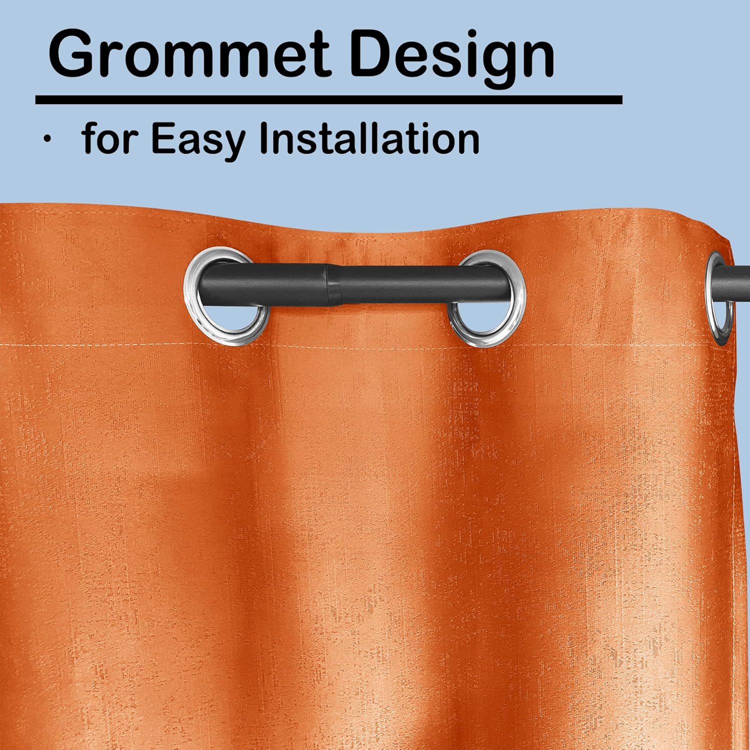 ZZYYQ Cortinas ignífugas con bolsillo para cortinero, color naranja, 50 pulgadas de ancho x 108 pulgadas de largo, con aislamiento térmico, 1 panel