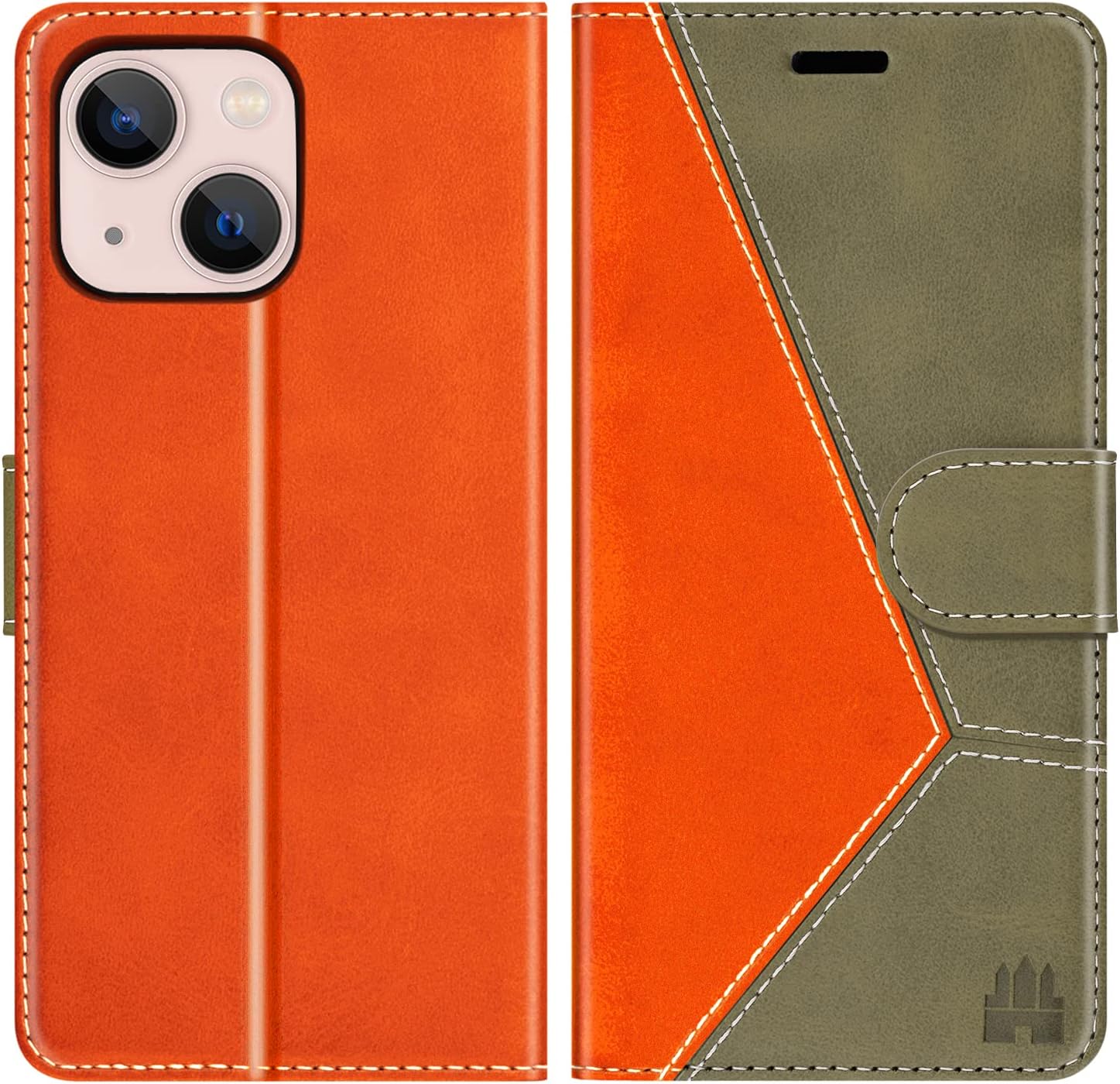 Compatible con funda tipo cartera para iPhone 13, ranuras para tarjetas con bloqueo RFID, funda de piel sintética de lujo con funda de TPU a prueba